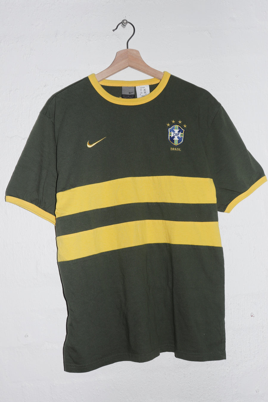 Vintage Nike Brazil Mini Swoosh Football Ringer Tee (Rare) (M)