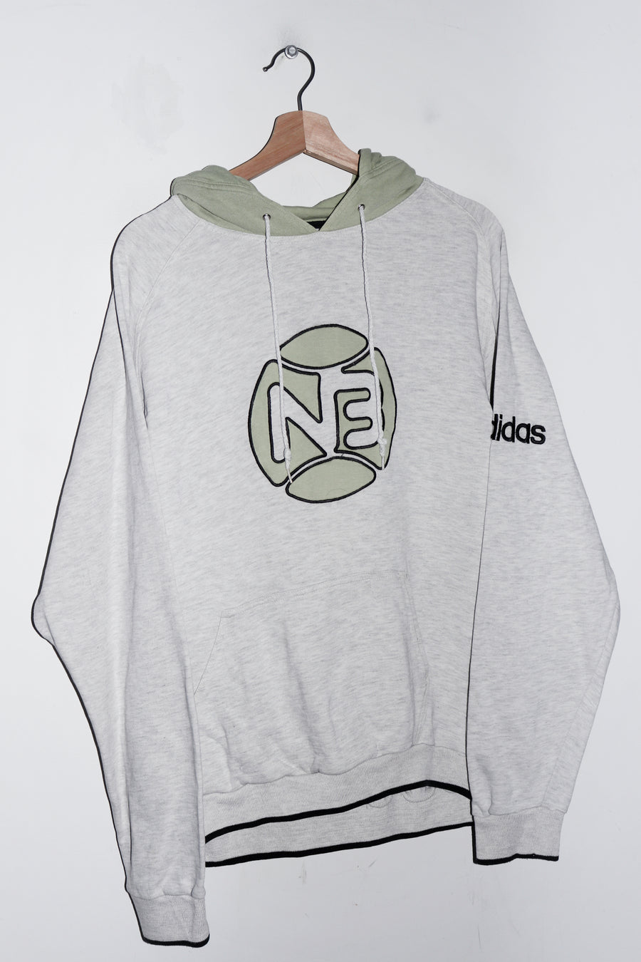 Vintage 90s Adidas Embroidered Graphic Grey Hoodie (L)