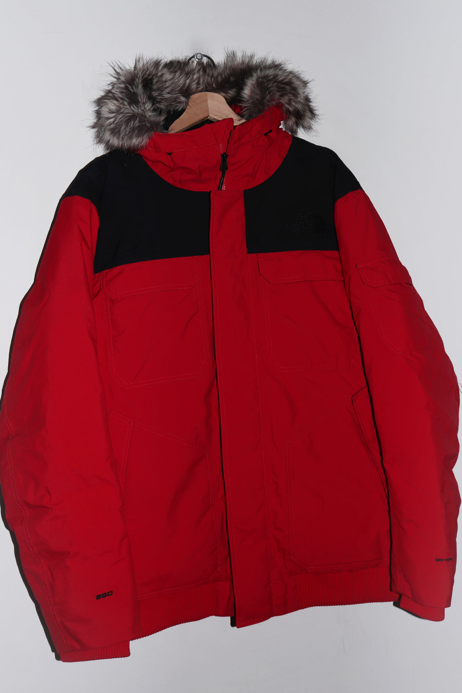 FW19 North Face Logo Thick Heavyweight Duck Down Fur Hooded Puffer Jacket (XL)