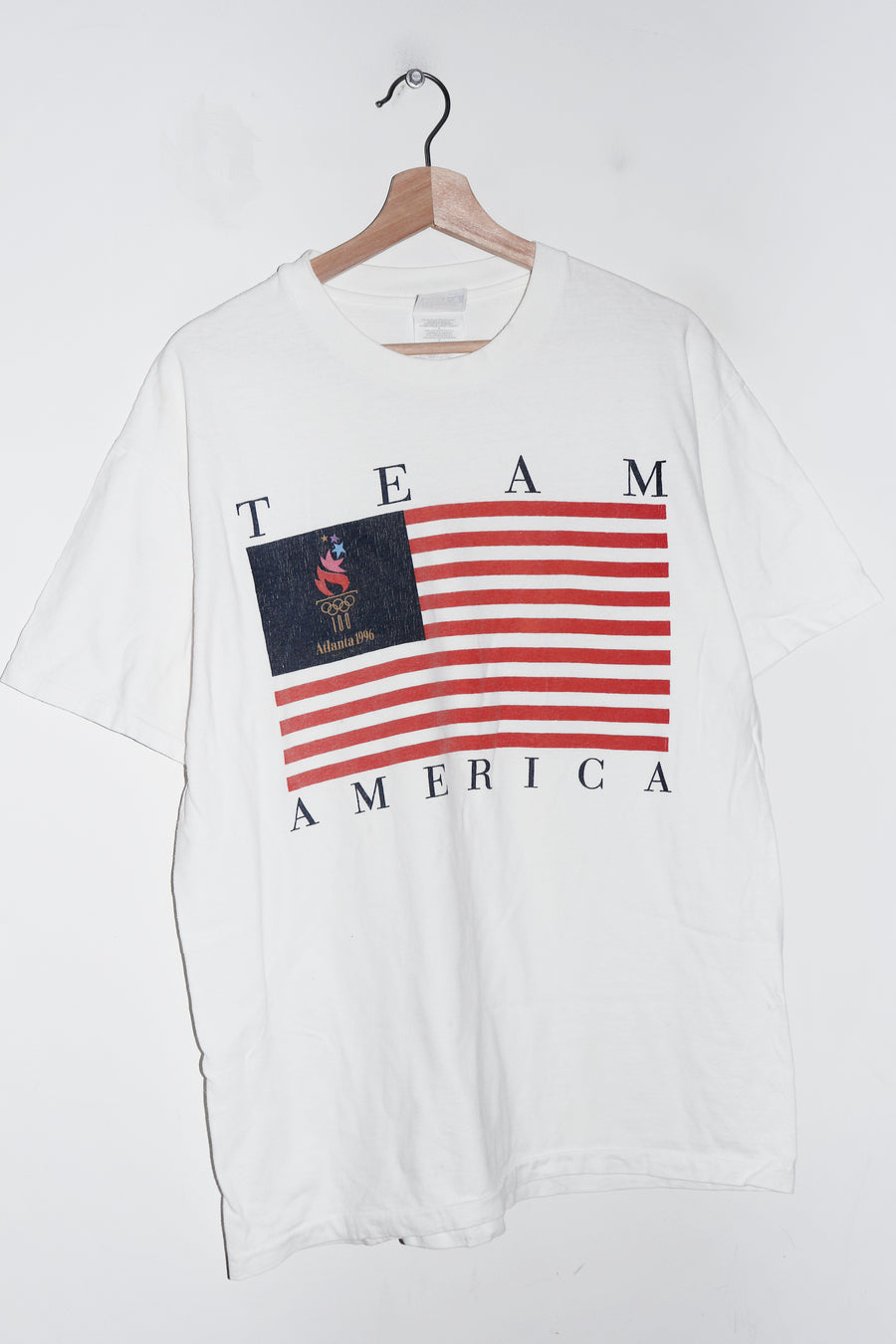 Vintage 1996 Atlanta Olympics Team USA Flag Graphic Tee (M-L)