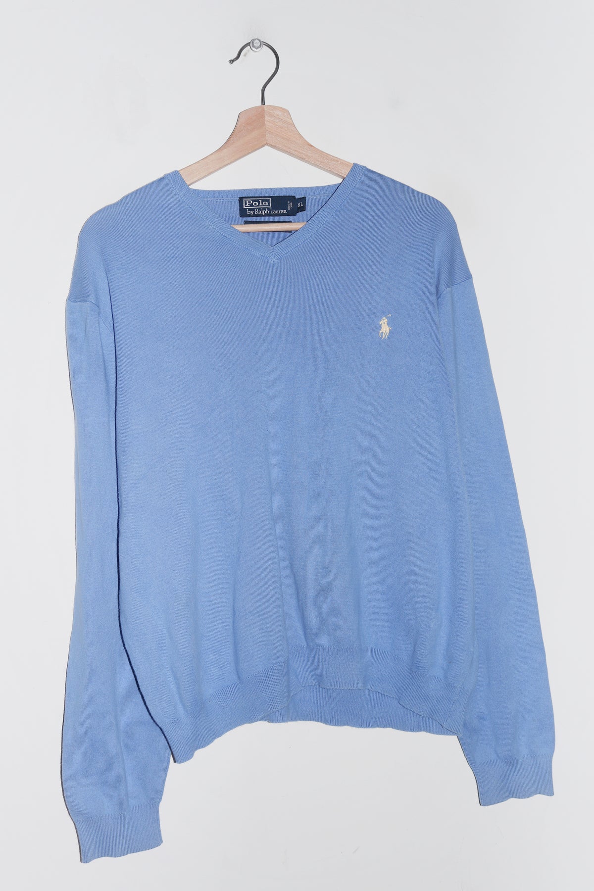 Polo Ralph Lauren Embroidered Logo Blue Pima Cotton Knitted Sweater (M-L)