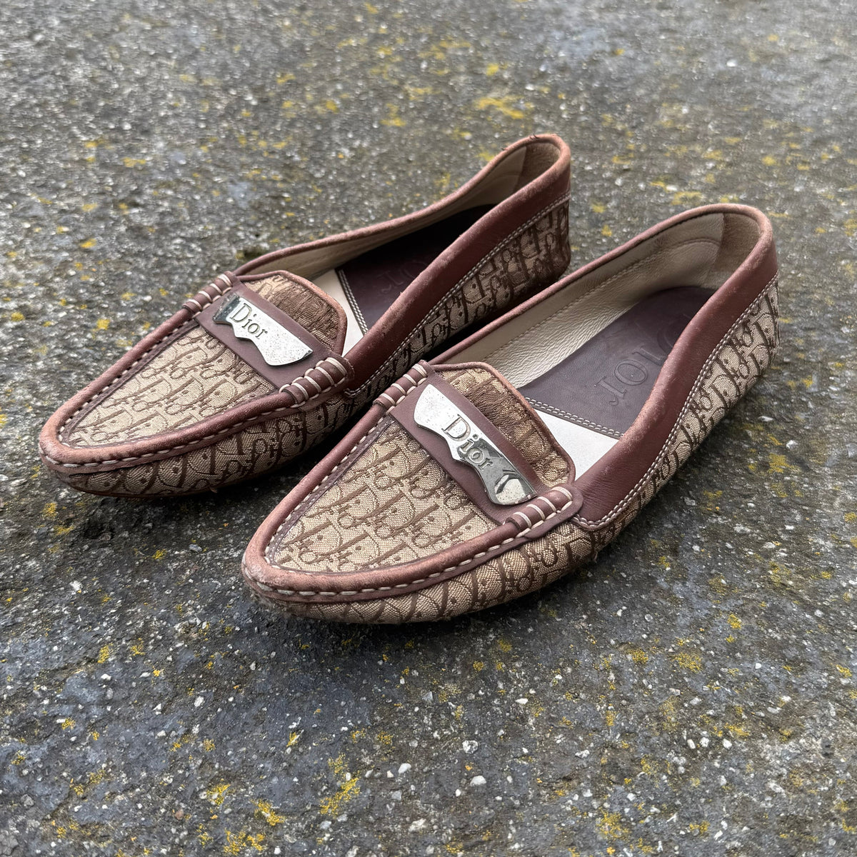 Vintage Dior Trotter Monogram Metal Logo Slip On Shoes (Rare) (EU36.5)