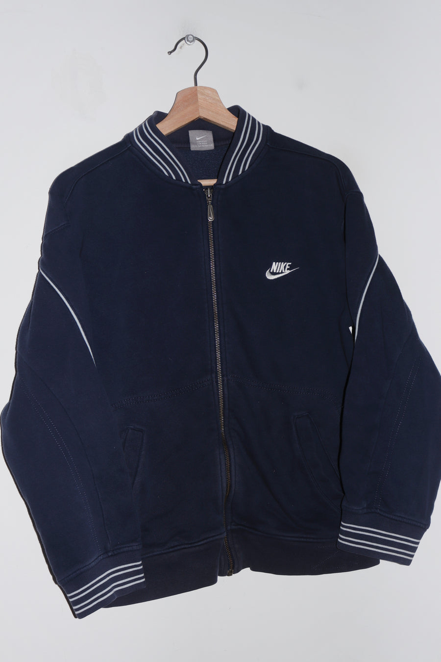 Vintage Nike Embroidered Swoosh Faded Navy Cotton Jacket (S-M/M)