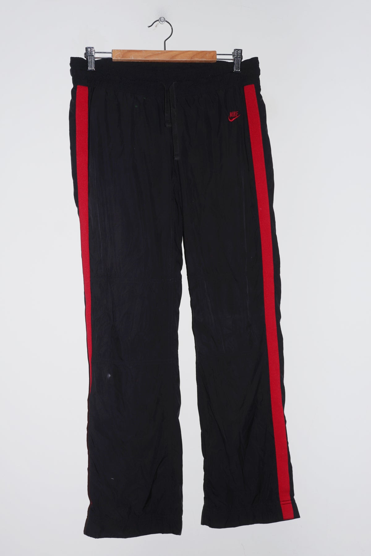 Vintage 2000s Nike Embroidered Swoosh Faded Black Baggy Track Pants (8-12)