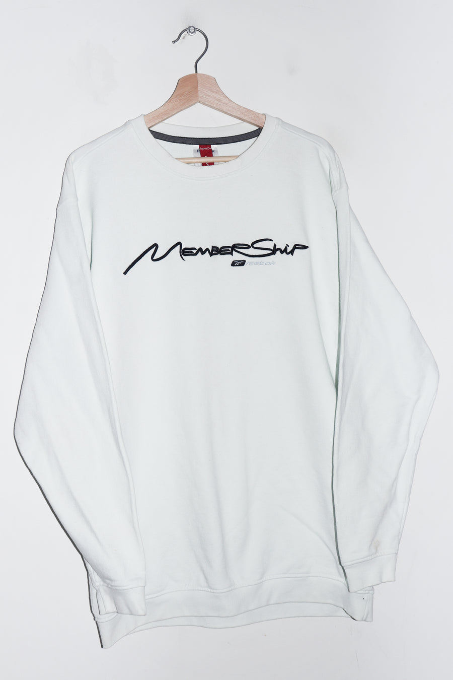 Vintage Reebok Embroidered Spellout Thick White Sweatshirt (XL)