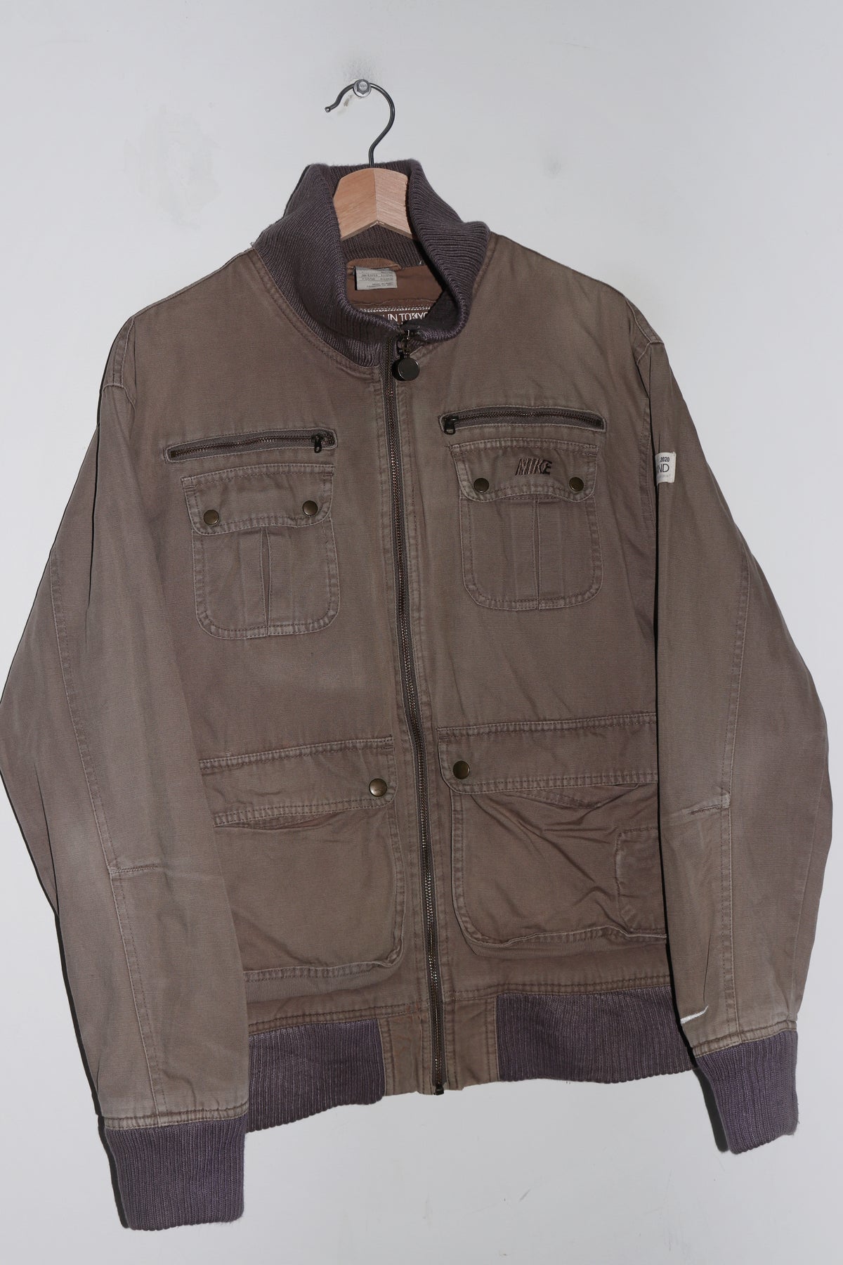 Vintage Nike Spellout Thick Canvas Faded Brown Outerwear Jacket (M-L)