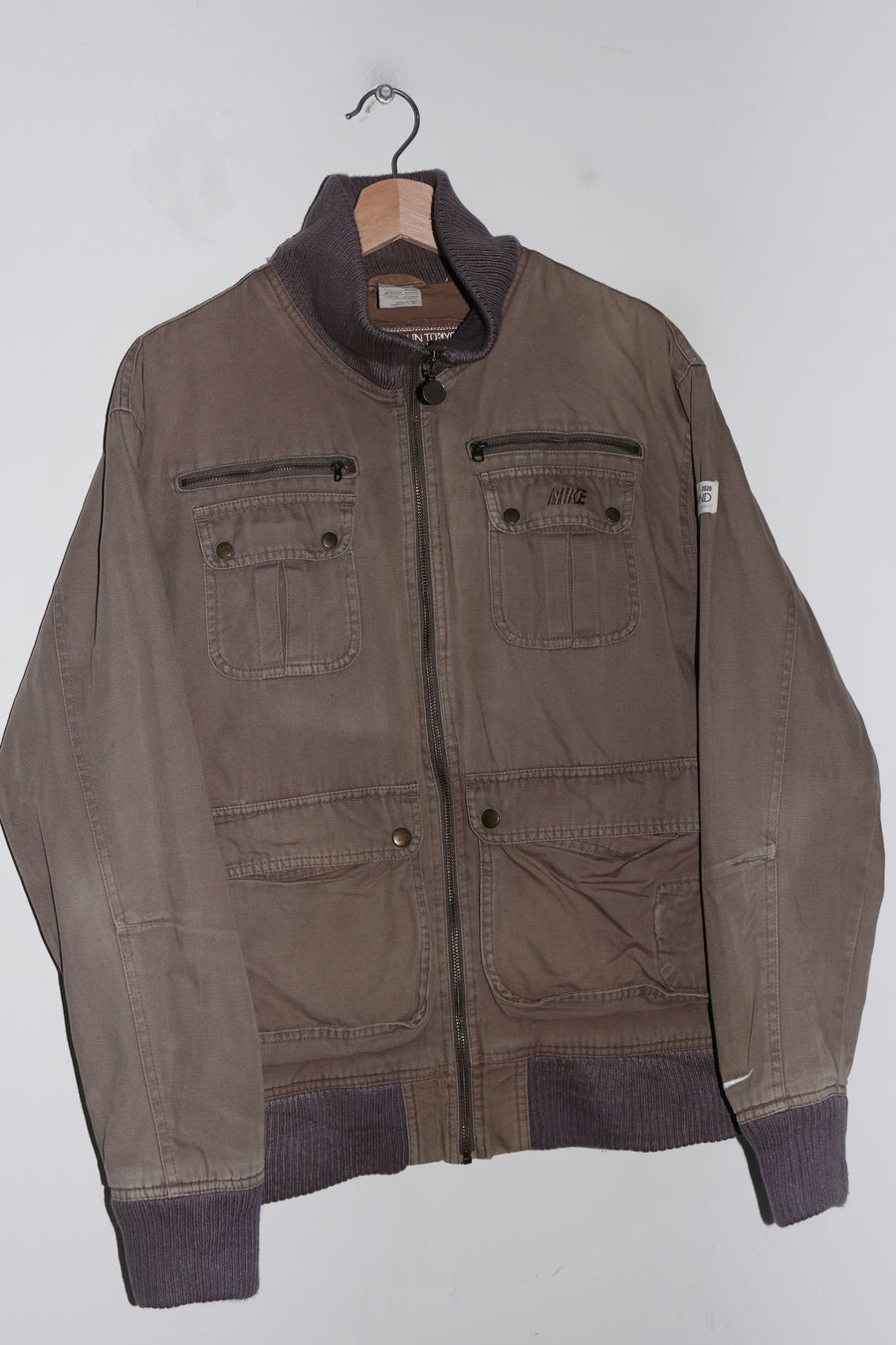 Vintage Nike Spellout Thick Canvas Faded Brown Outerwear Jacket (M-L)