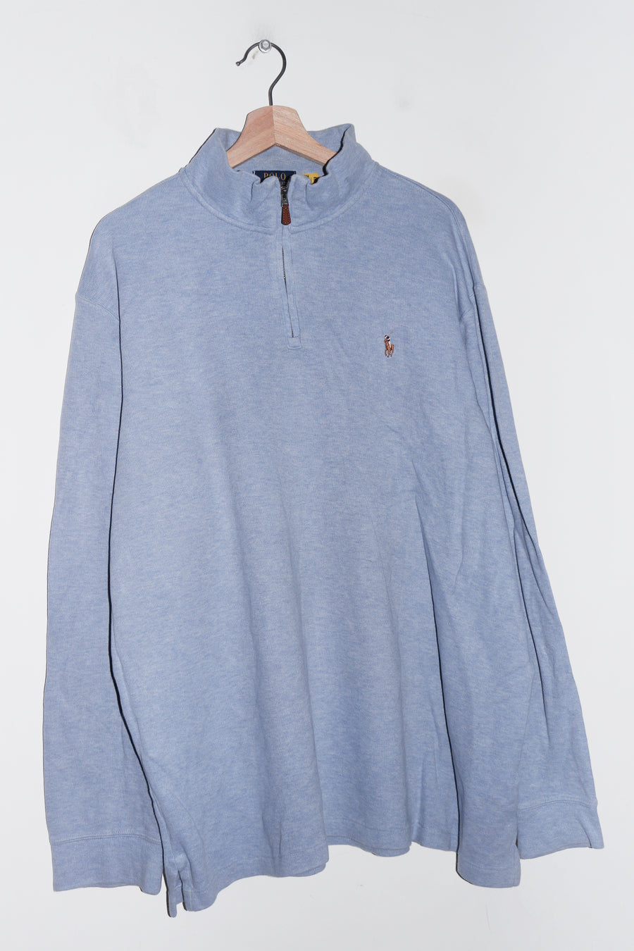 Polo Ralph Lauren Embroidered Logo Light Blue Knitted Quarter Zip Jumper (XXL)