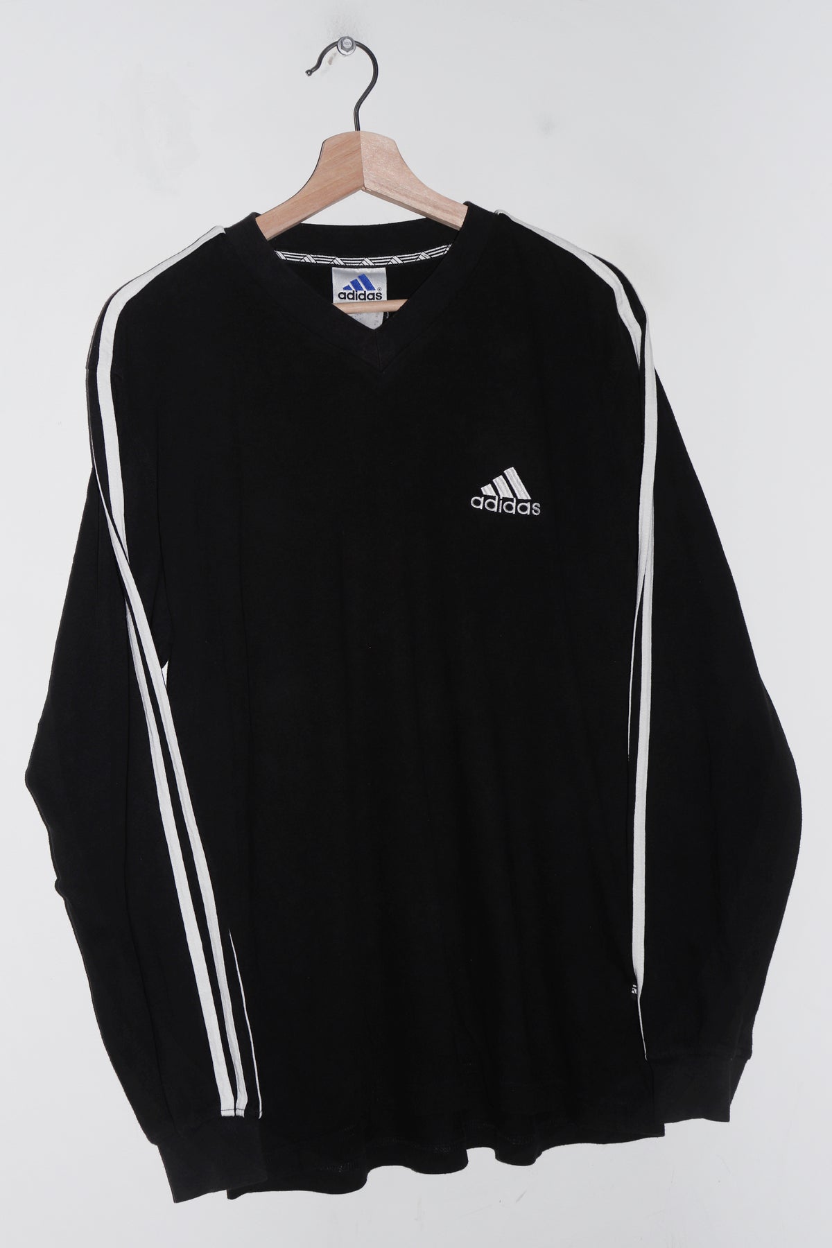 Vintage 90s Adidas Embroidered Logo Faded Black Long Sleeve (L)