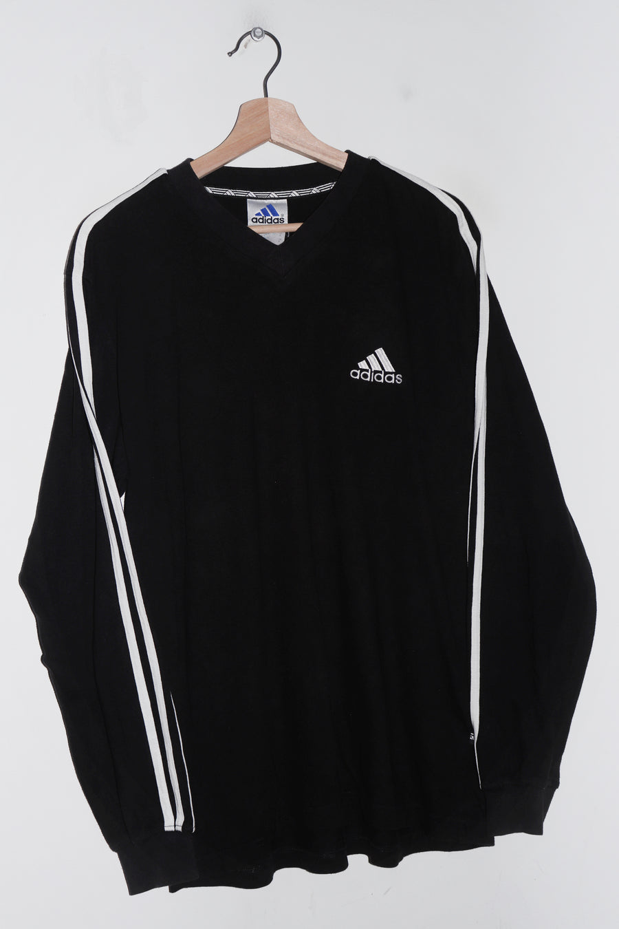Vintage 90s Adidas Embroidered Logo Faded Black Long Sleeve (L)