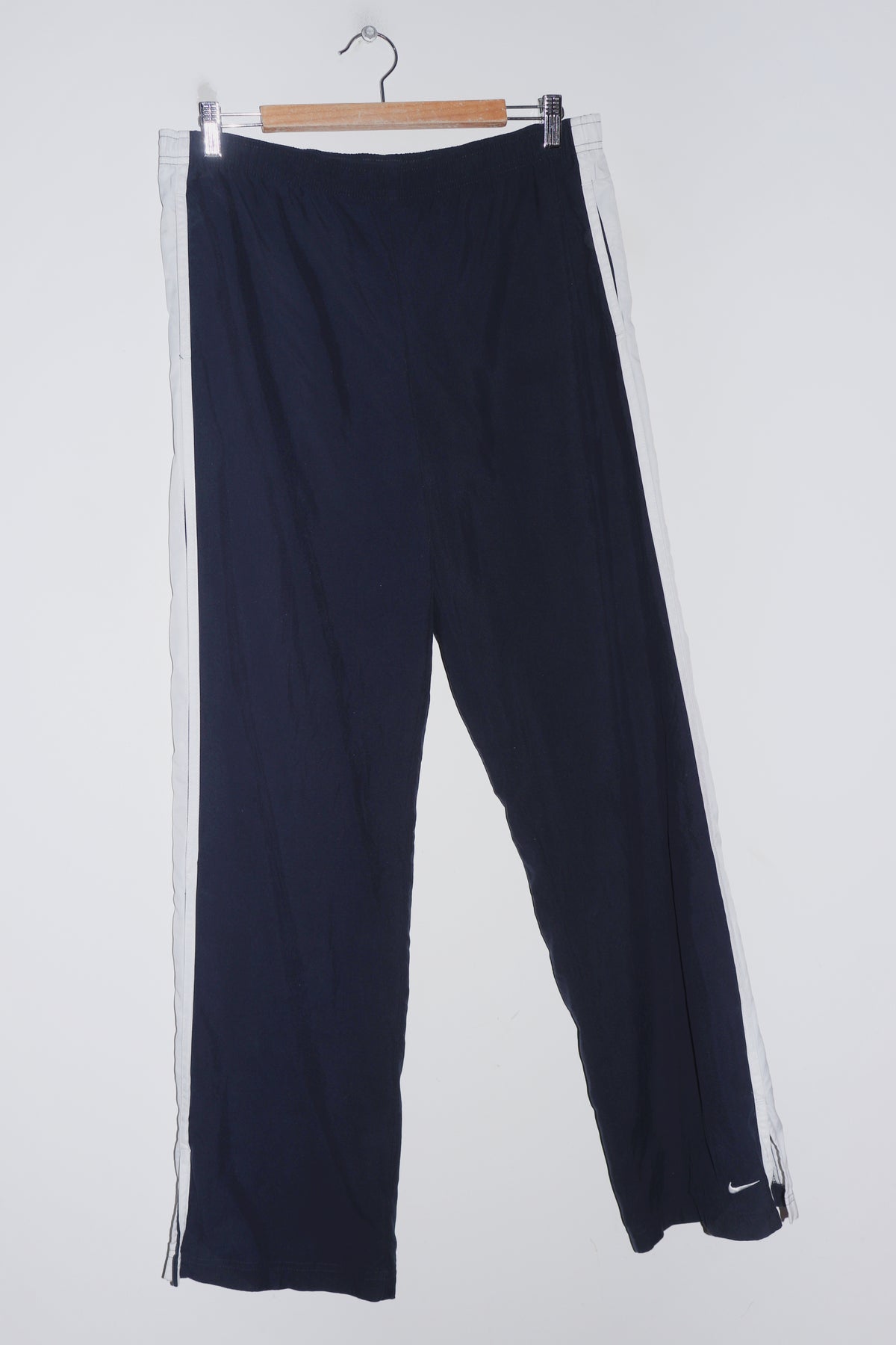 Vintage Nike Embroidered Mini Swoosh Navy Track Pants (8-10)