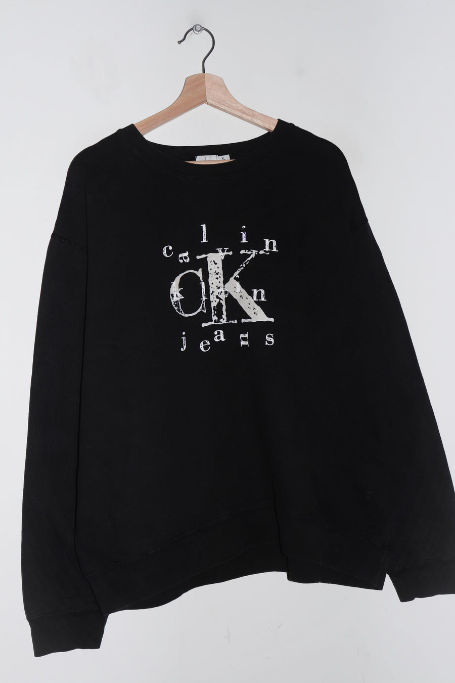 Vintage Calvin Klein Jeans Graphic Black Sweatshirt (L)