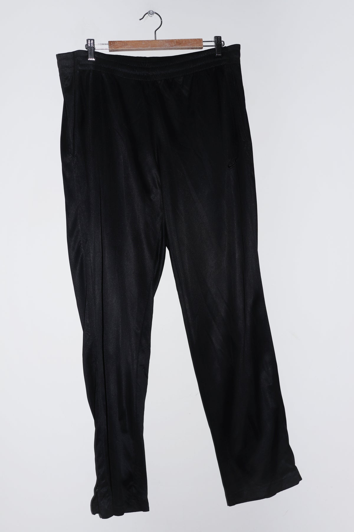 Vintage Nike Embroidered Swoosh Black Track Pants (34-36)