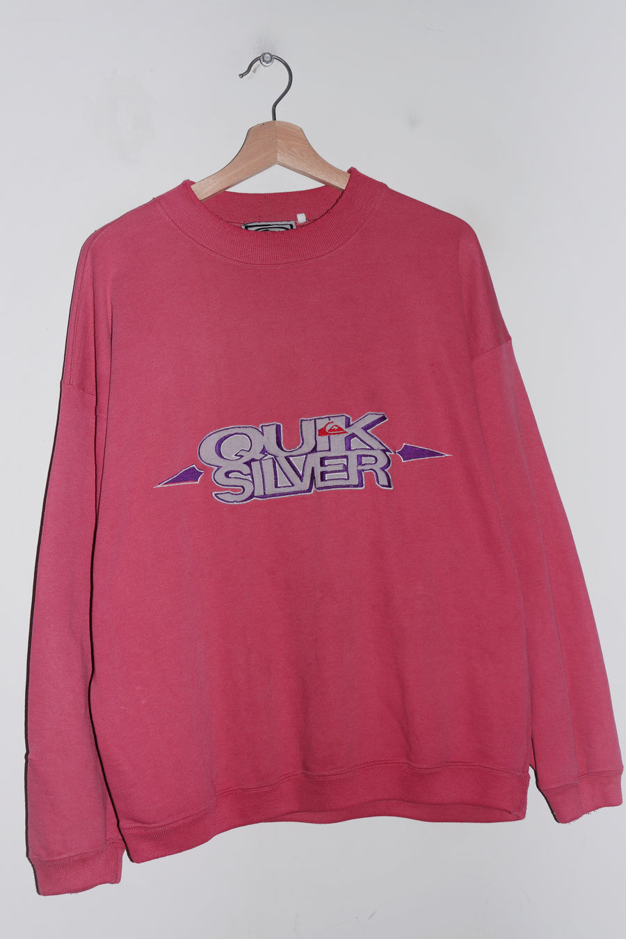 Vintage 90s Quicksilver Embroidered Graphic Pink Sweatshirt (M-L)