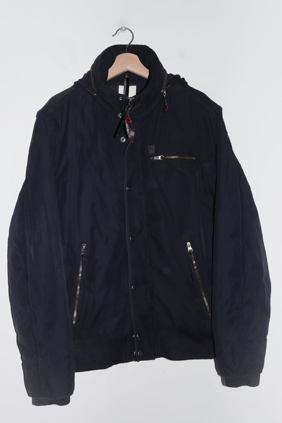 Old School Diesel Navy Thick Padded Outerwear Hooded Jacket (L)