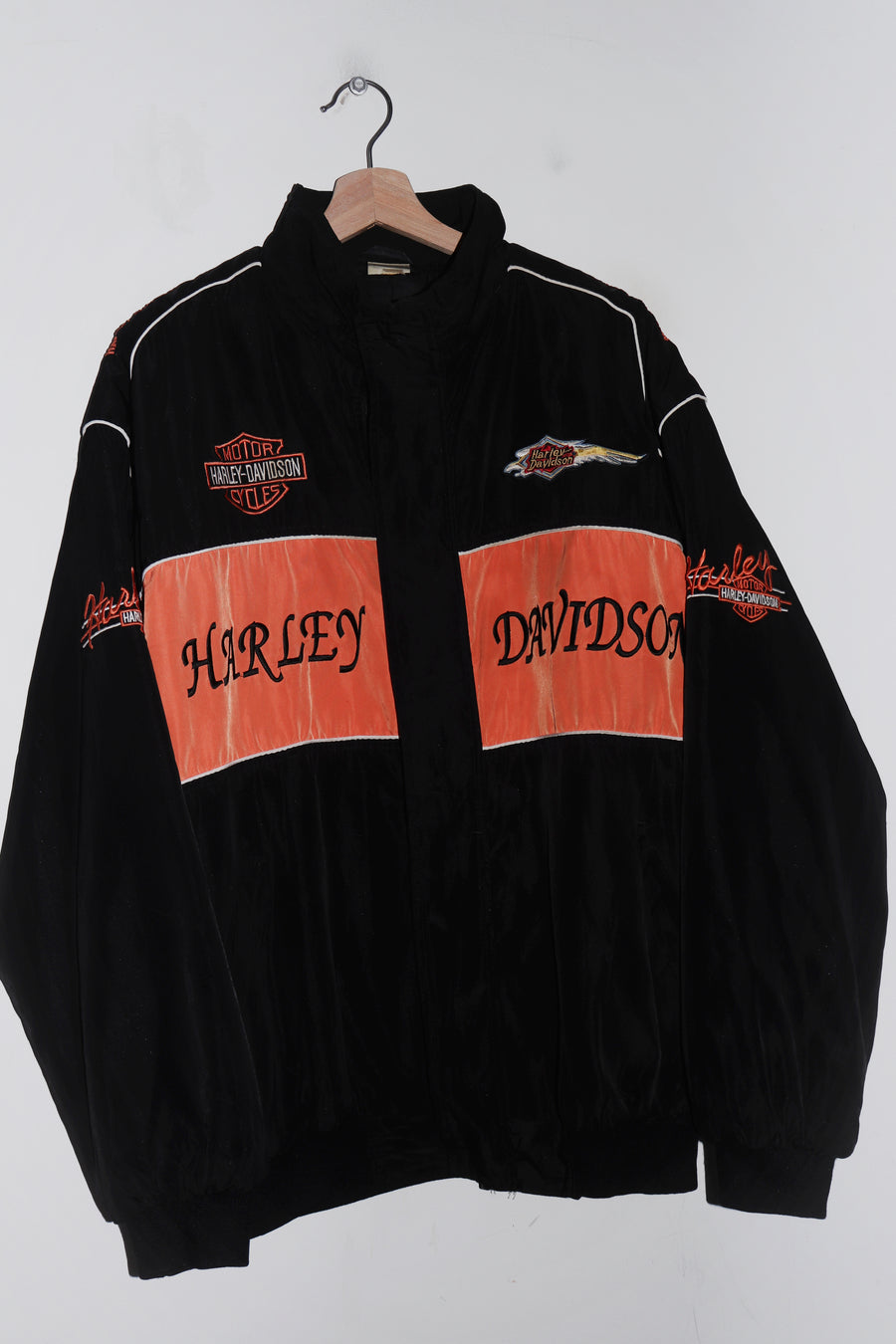 Vintage Harley Davidson Embroidered Graphic Padded Racing Jacket (L-XL)