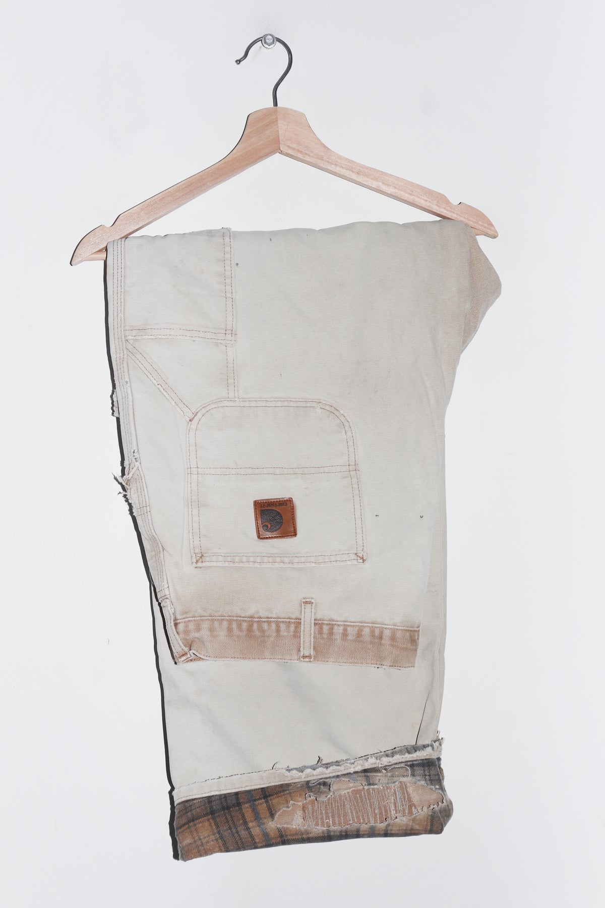 Vintage USA Carhartt Thick Plaid Lined Light Brown Carpenter Pants (40 X 32)