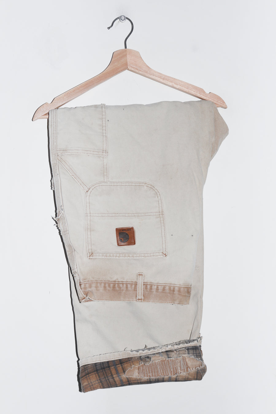 Vintage USA Carhartt Thick Plaid Lined Light Brown Carpenter Pants (40 X 32)