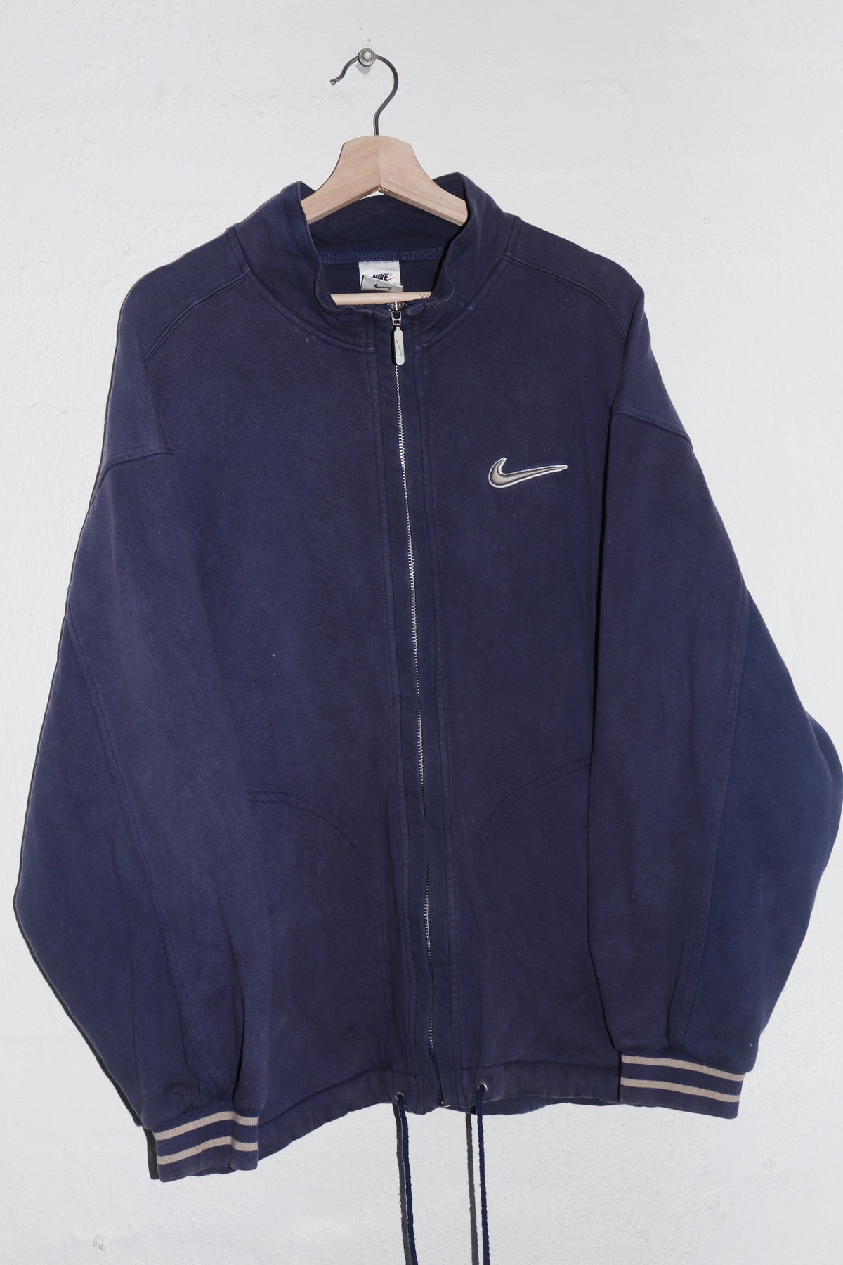 Vintage 90s Nike Mini Swoosh Cotton Zip Up Jacket (L)