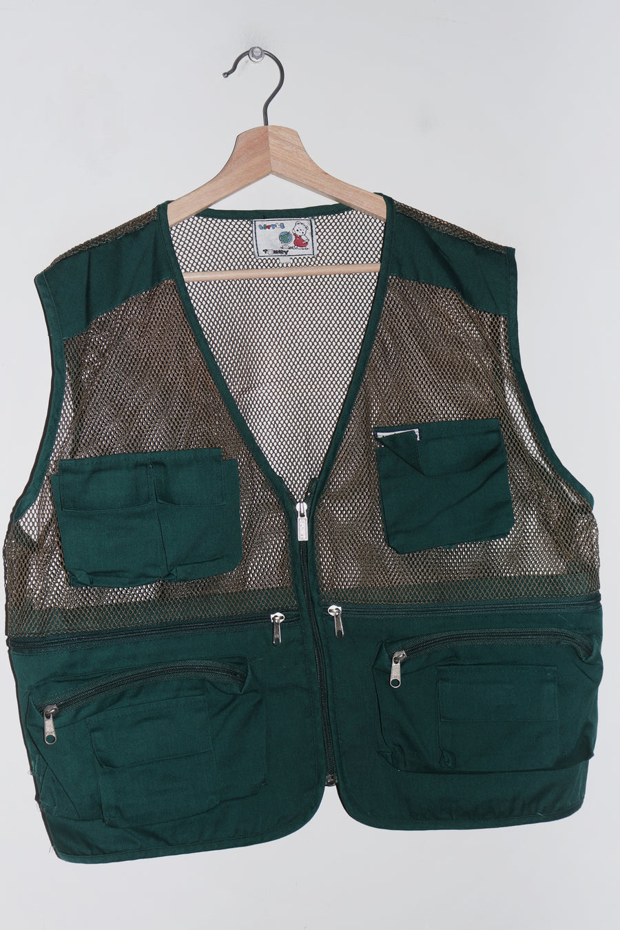 Old School Cargo Pocket Forest Green Outerwear Vest (M)