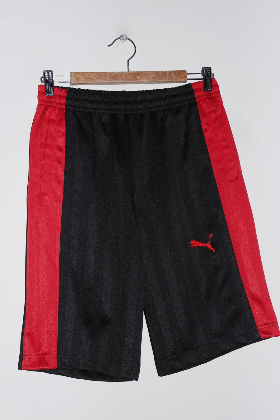 Old School Puma Embroidered Logo Black Track Shorts (28-30/8-10)