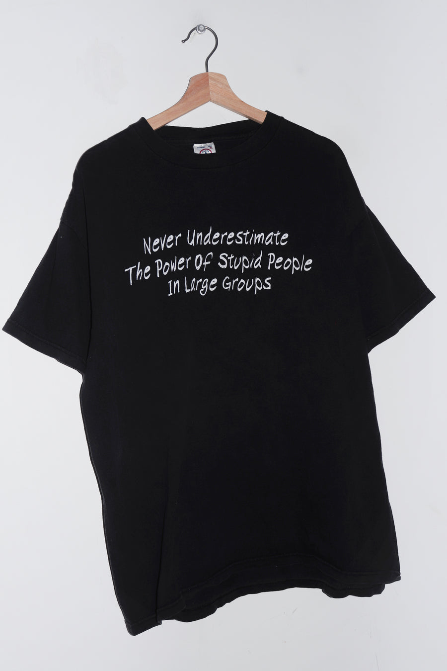 Vintage Stupid People in Large Groups Quote Graphic Tee (L)