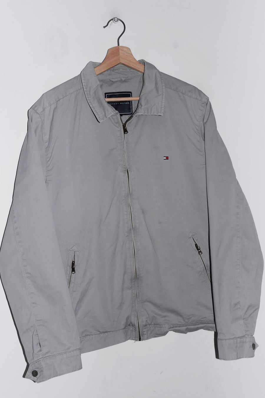 Tommy Hilfiger Embroidered Logo Thick Grey Harrington Jacket (L)