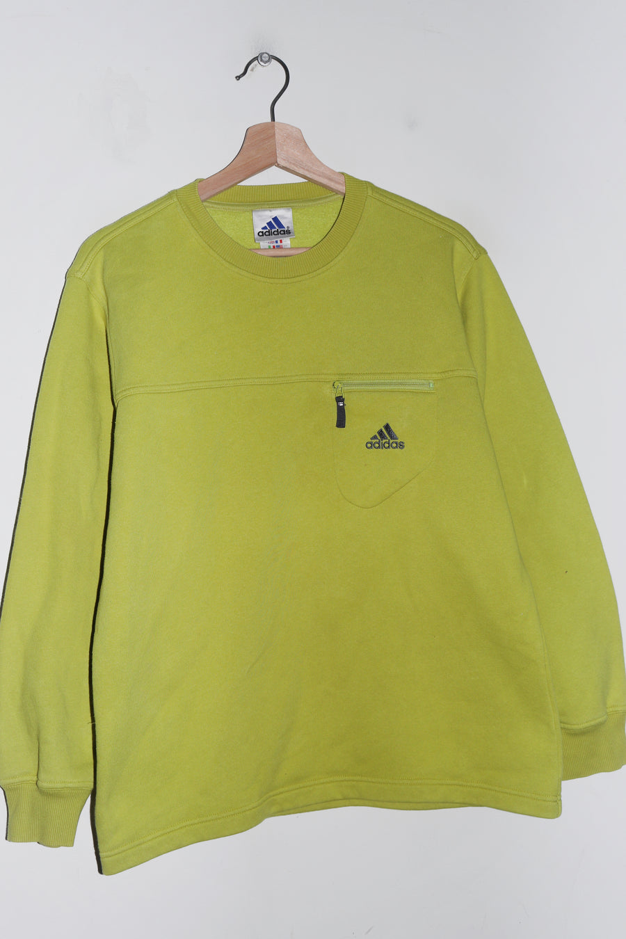 Vintage Adidas Embroidered Logo Apple Green Pocket Jumper (2001) (M)