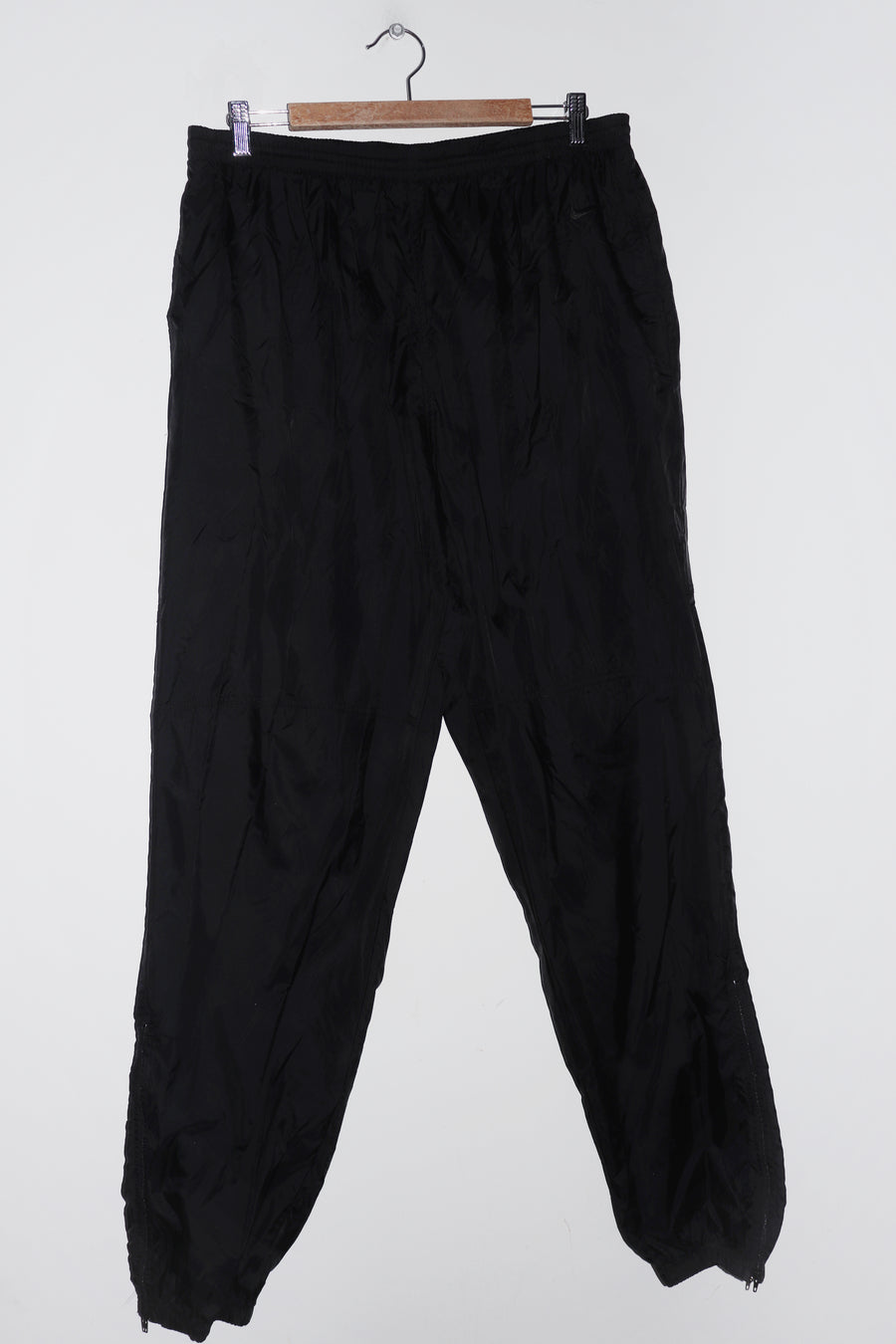 Vintage 90s Nike Embroidered Tonal Swoosh Black Baggy Track Pants (36-40)