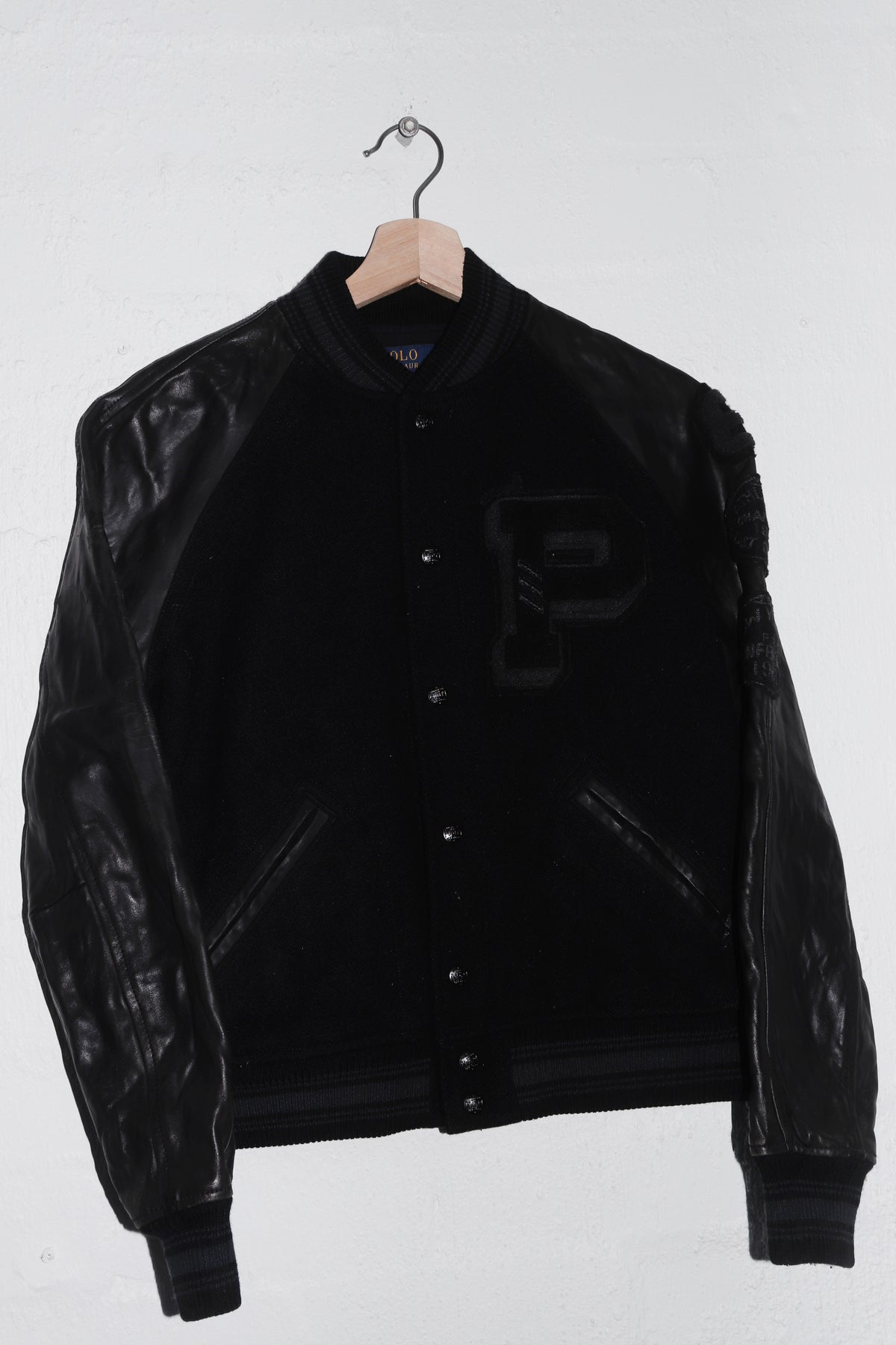 Polo Ralph Lauren Embroidered Patches Leather Sleeve Varsity Jacket (S/S-M)