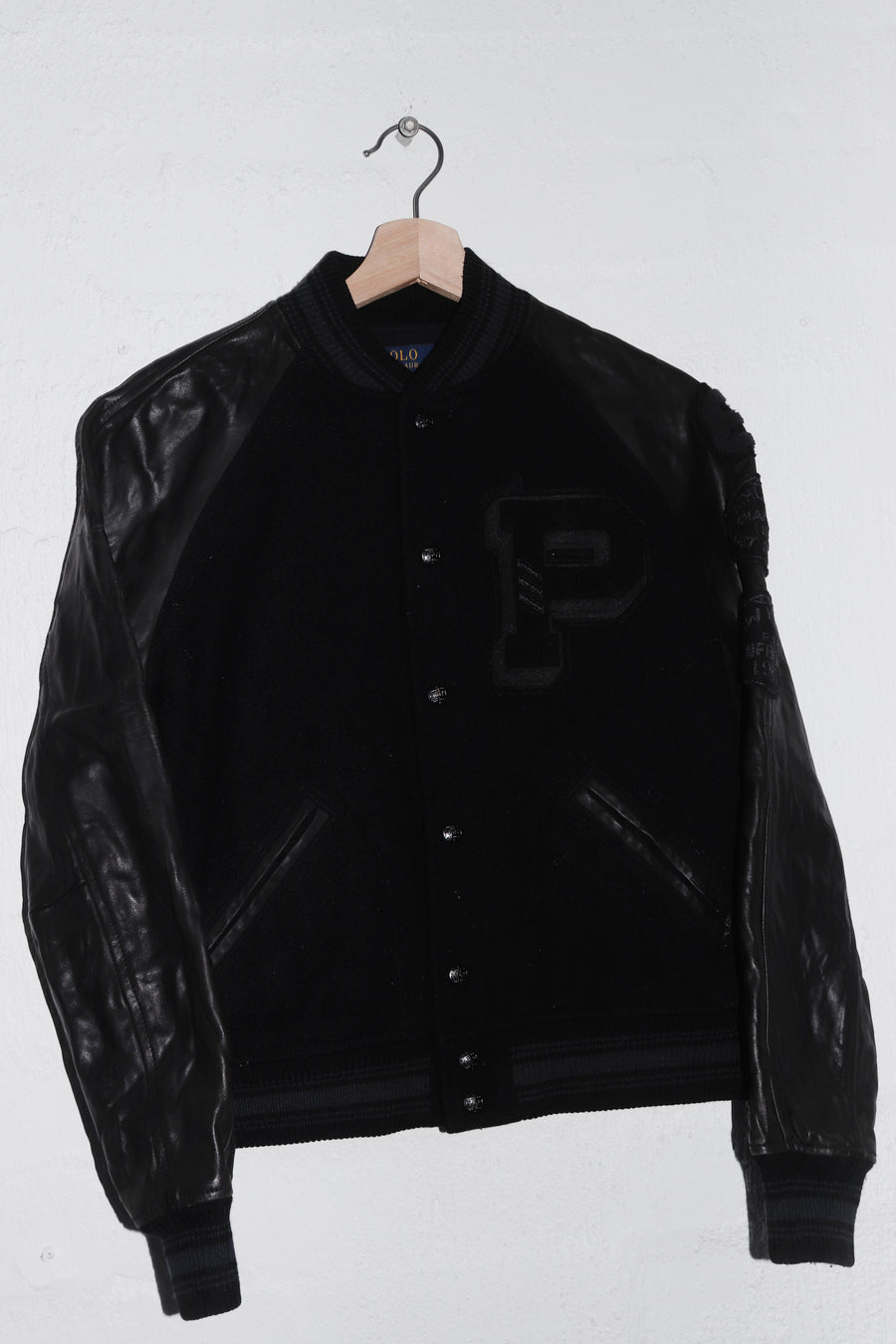 Polo Ralph Lauren Embroidered Patches Leather Sleeve Varsity Jacket (S/S-M)