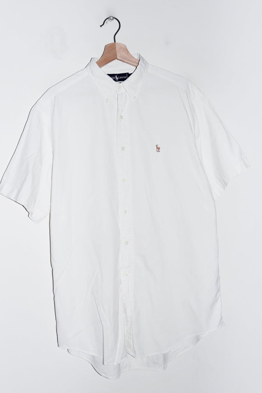 Vintage Polo Ralph Lauren Embroidered Logo White Short Sleeve Shirt (L-XL)