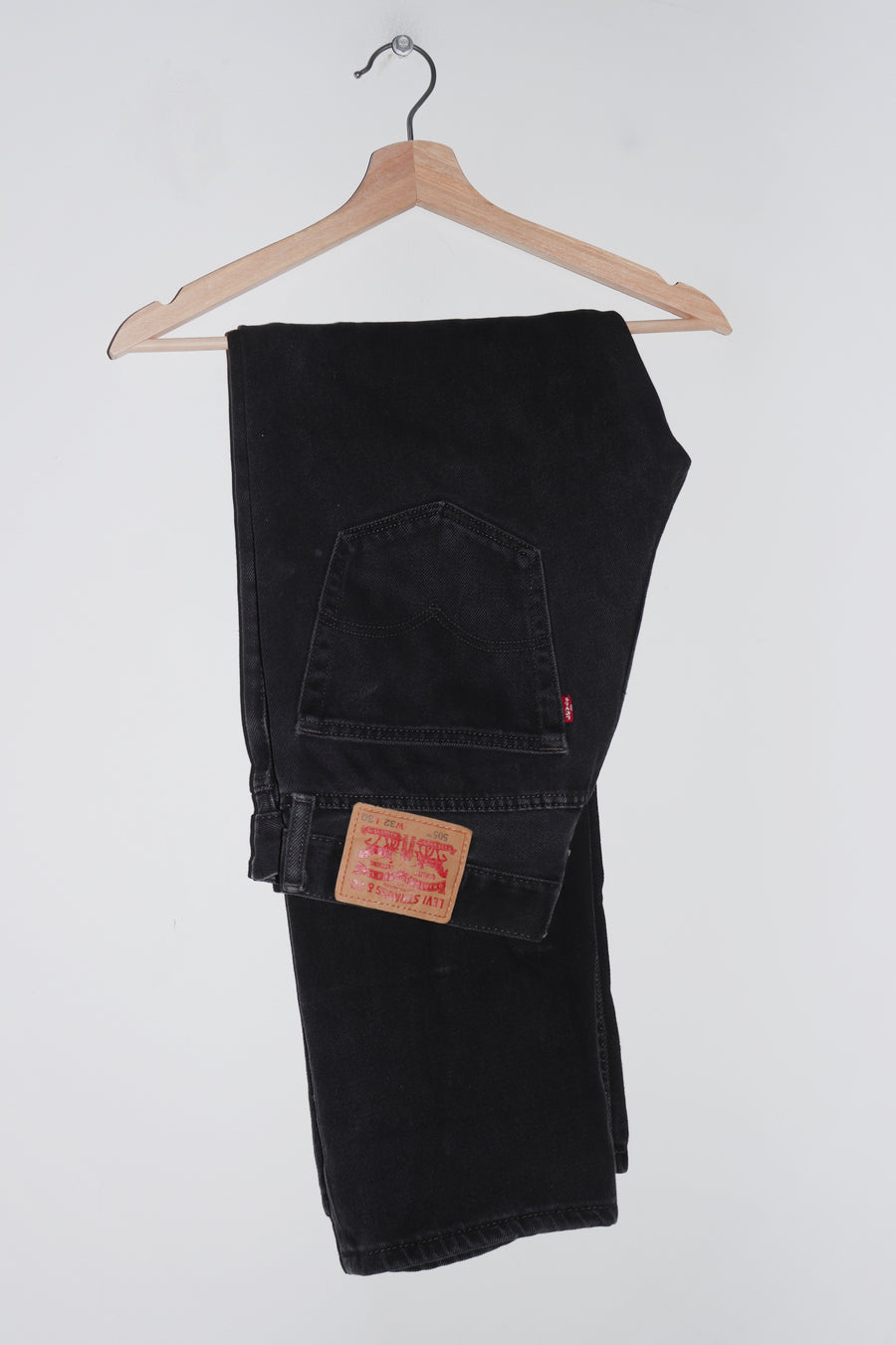 Old School Levi's 505 Straight Legged Thick Denim Faded Black Jeans (30 X 30)