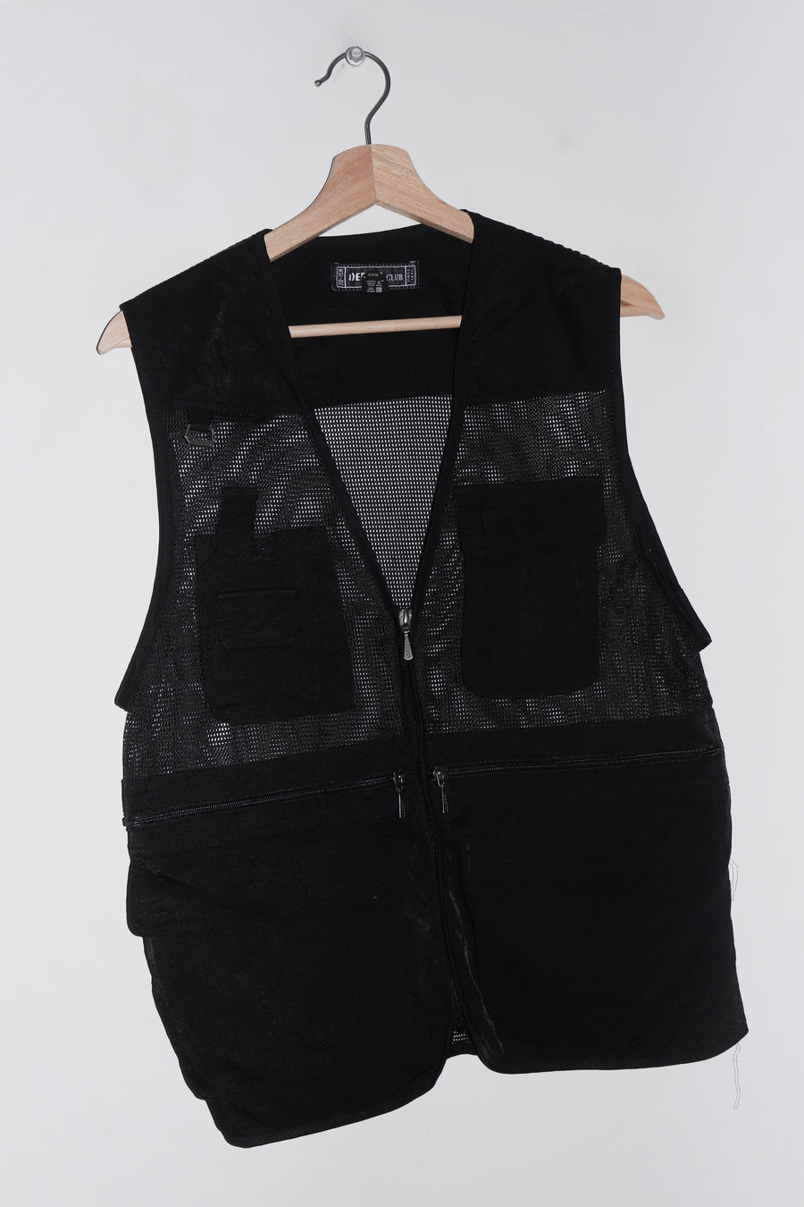 Old School Korean Cargo Pocket Black Outerwear Vest (M)