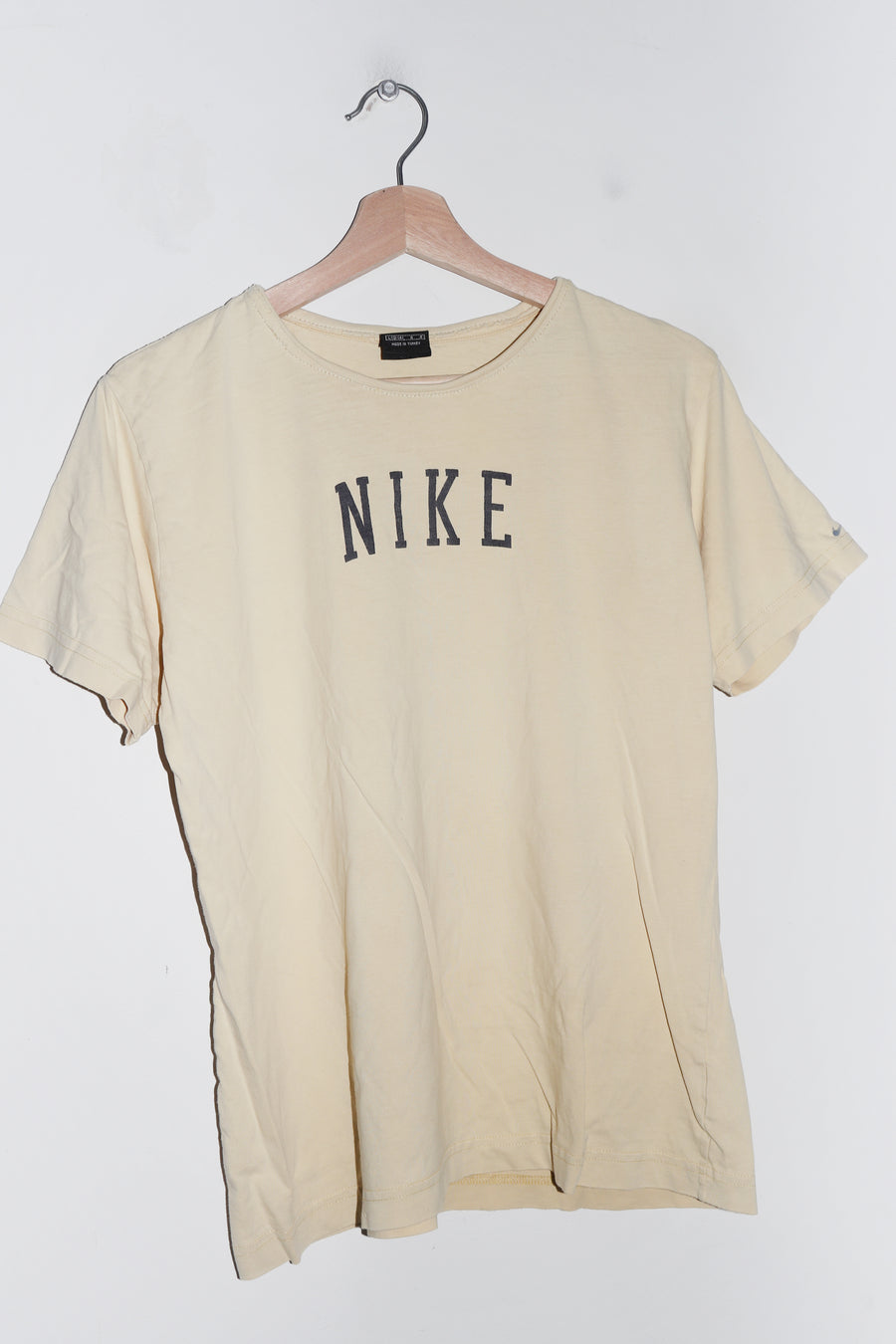 Vintage 90s Nike Spellout Pastel Yellow Tee (M-L)