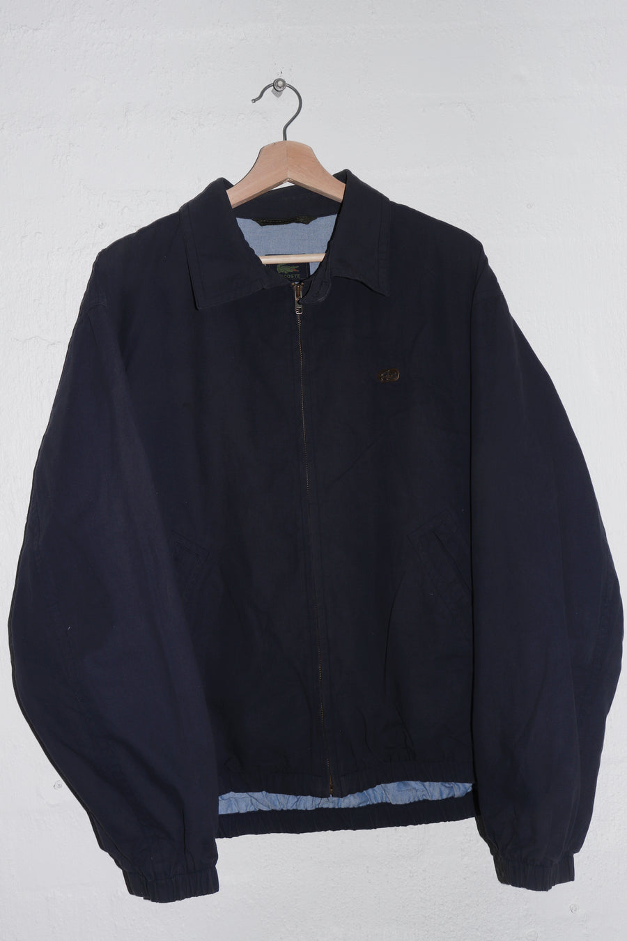 Vintage Lacoste Metal Logo Faded Navy Harrington Jacket (L)