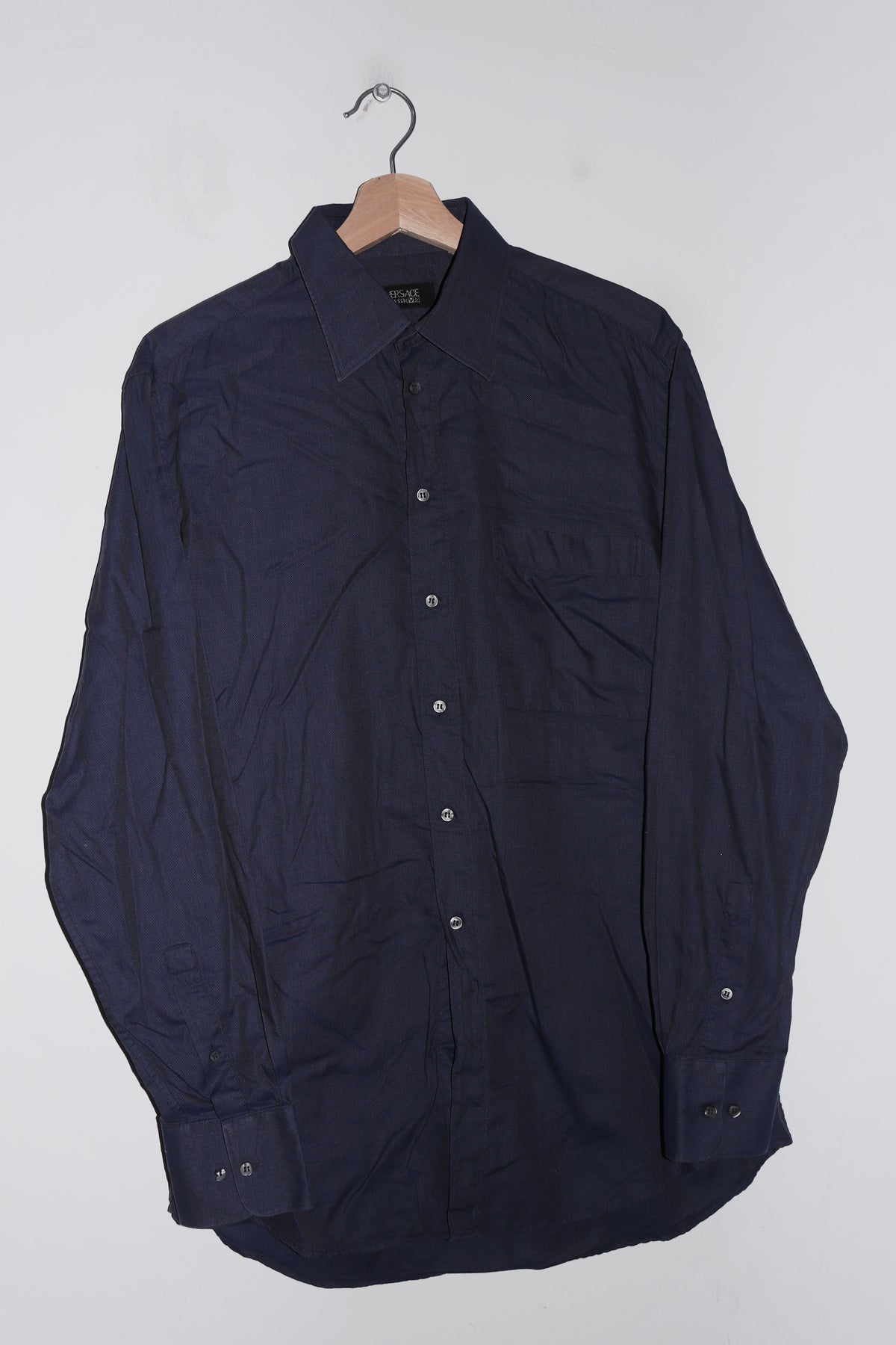Vintage Versace Classic V2 Navy Button Up Shirt (L)