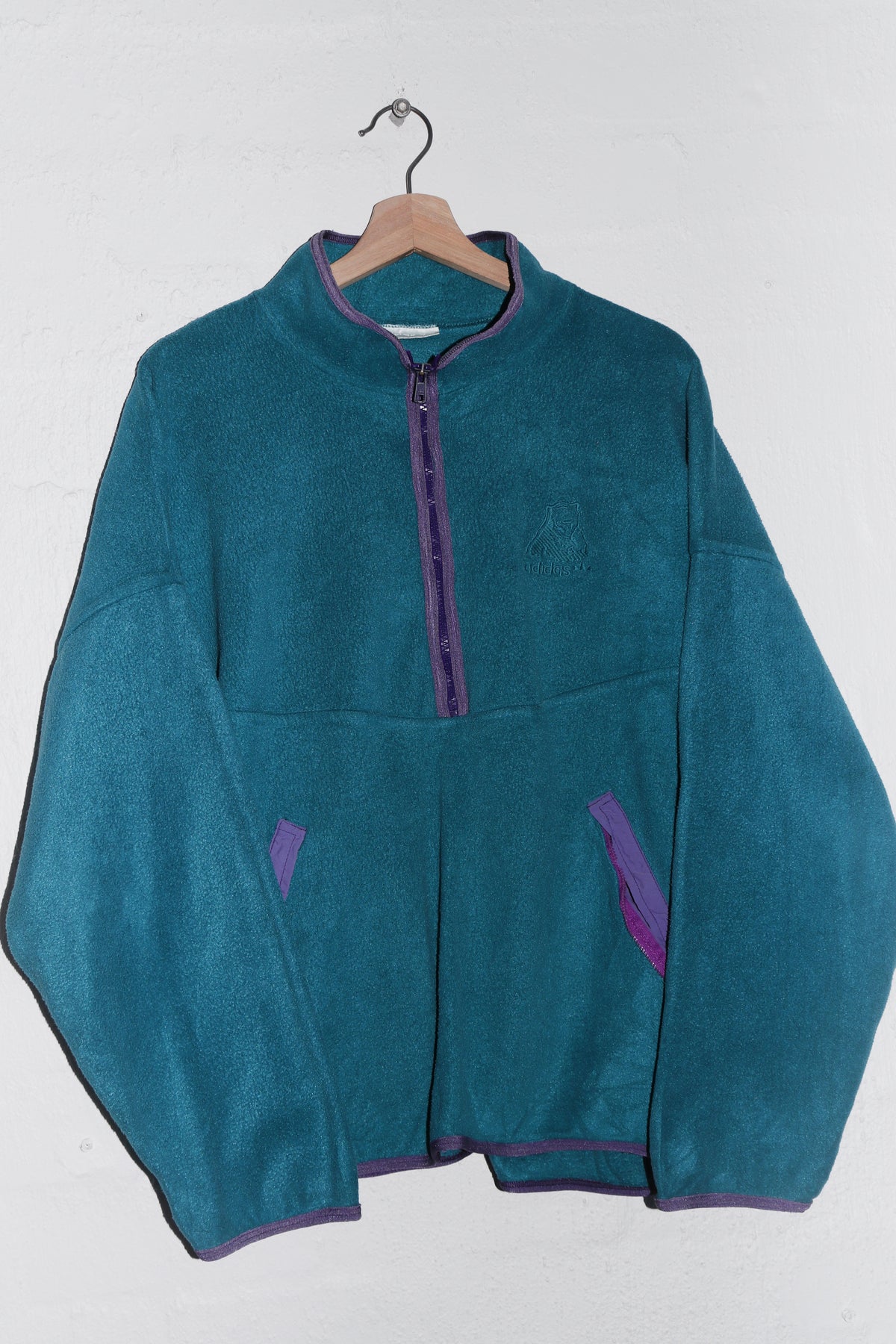 Vintage 90s Adidas Expedition Graphic Quarter Zip Fleece Jumper (M-L)