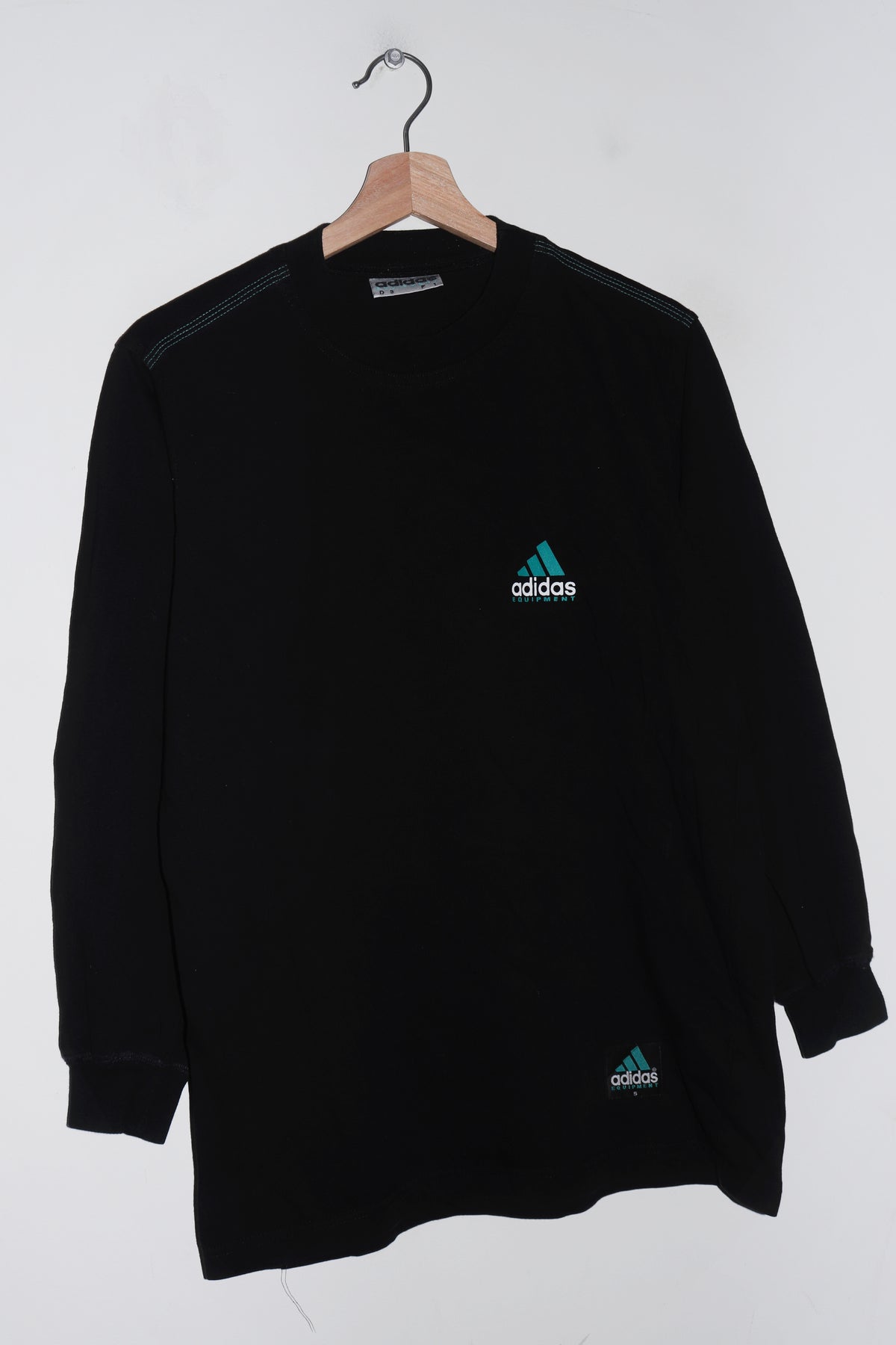 Vintage 90s Adidas Equipment Logo Black Long Sleeve (S-M/M)