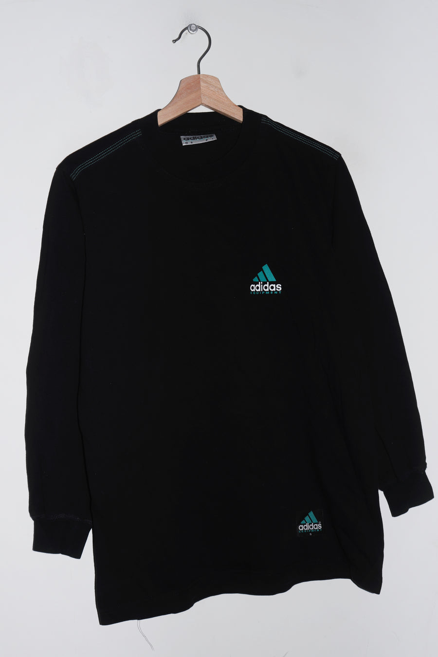 Vintage 90s Adidas Equipment Logo Black Long Sleeve (S-M/M)