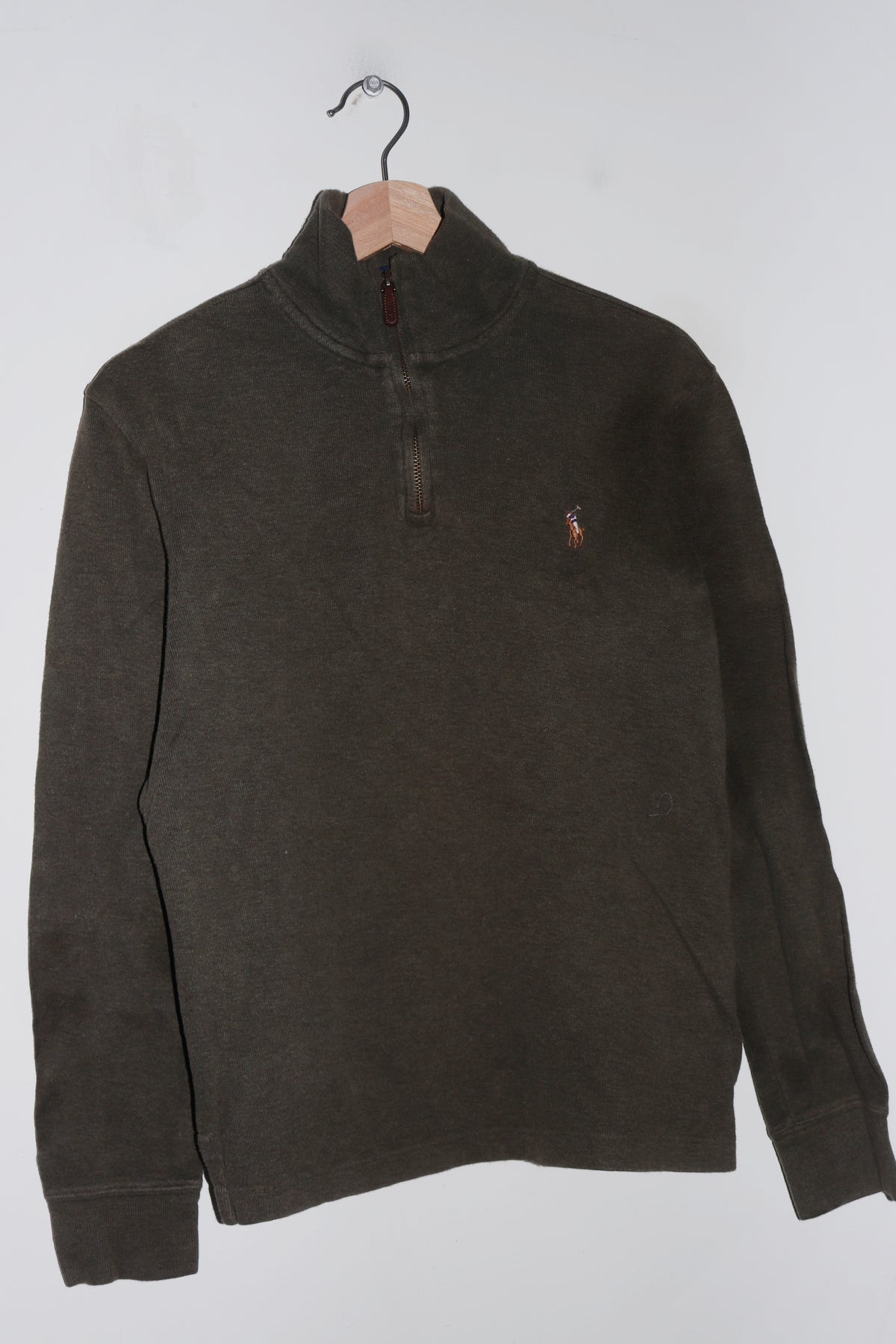 Polo Ralph Lauren Embroidered Logo Dark Green Quarter Zip Knitted Jumper (S-M/M)