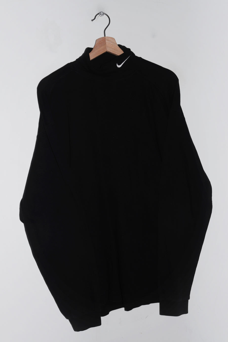 Vintage 90s Nike Embroidered Mini Swoosh Black Turtle Neck Long Sleeve (L)