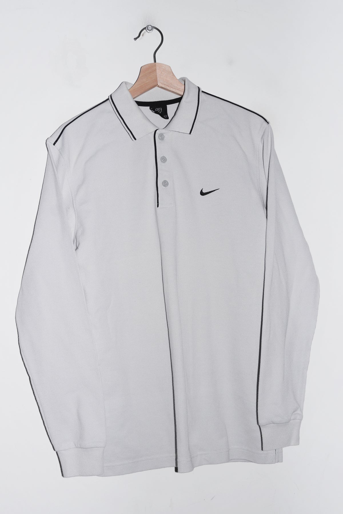 Vintage Nike Golf Embroidered Mini Swoosh Thick Long Sleeve Polo (M)