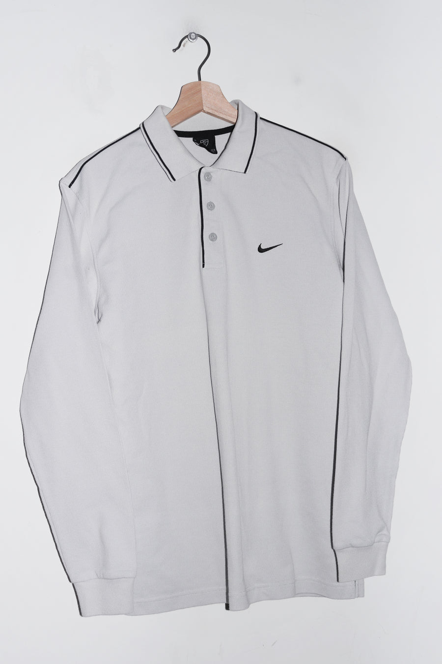 Vintage Nike Golf Embroidered Mini Swoosh Thick Long Sleeve Polo (M)