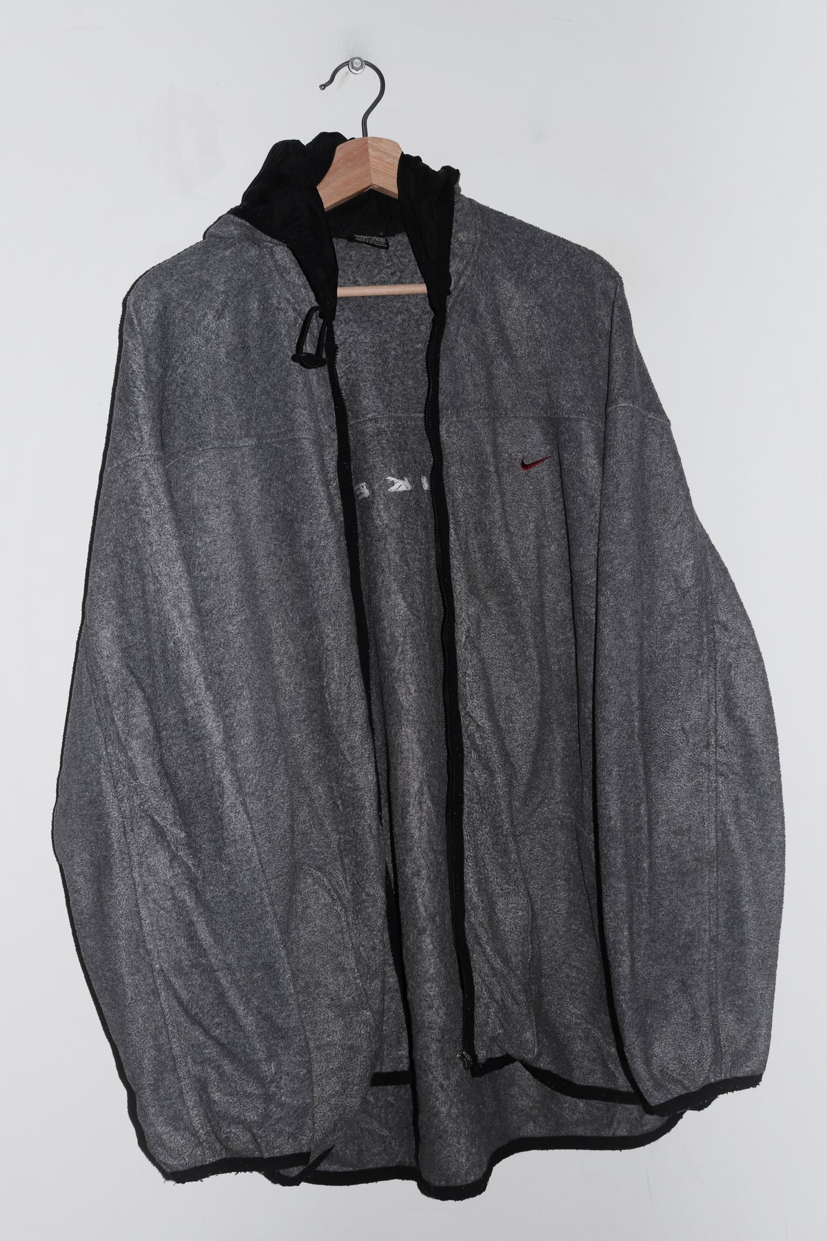 Vintage 90s Nike Embroidered Mini Swoosh Hooded Fleece Jacket (L-XL)