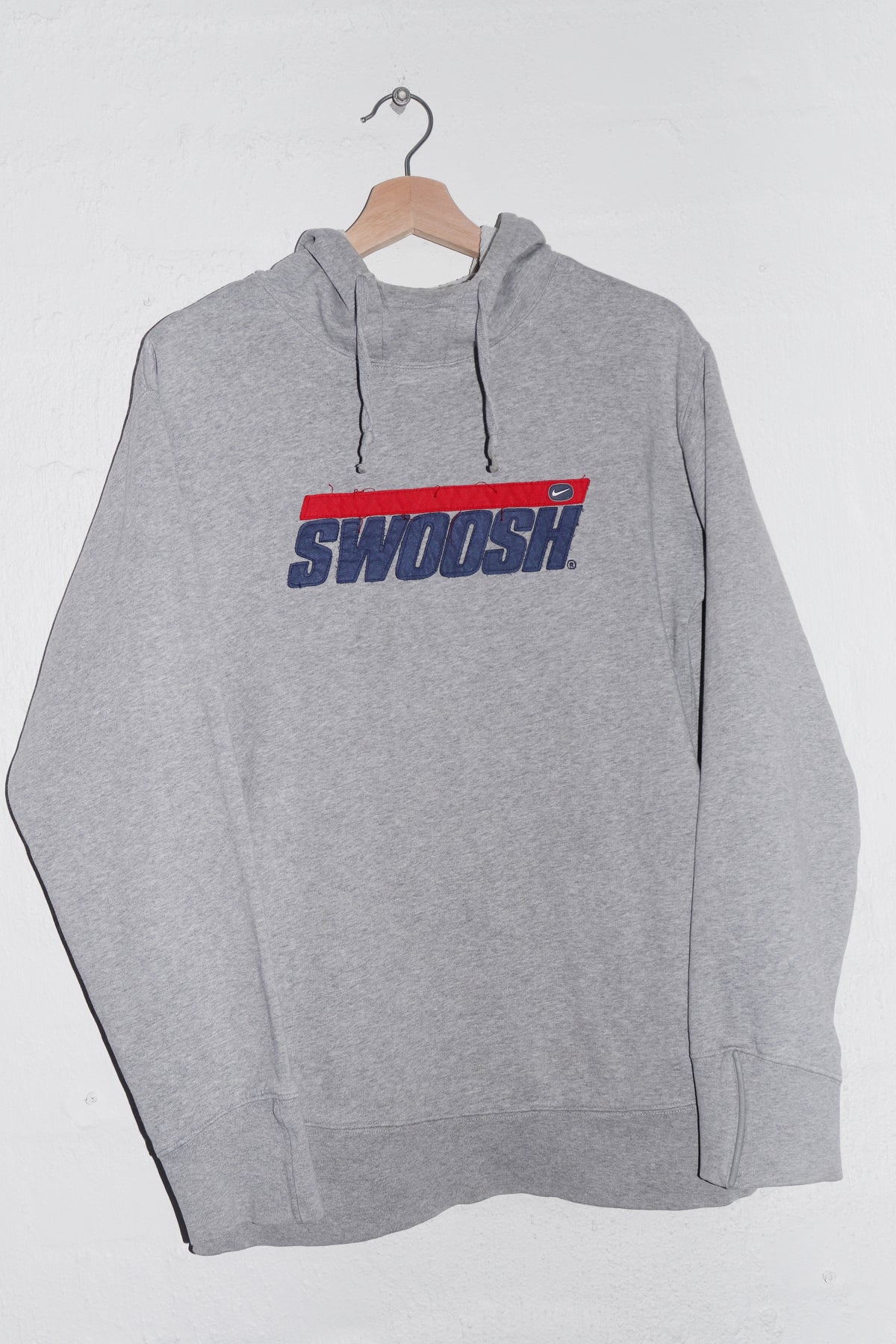 Vintage Nike Embroidered Swoosh Grey Hoodie (M)