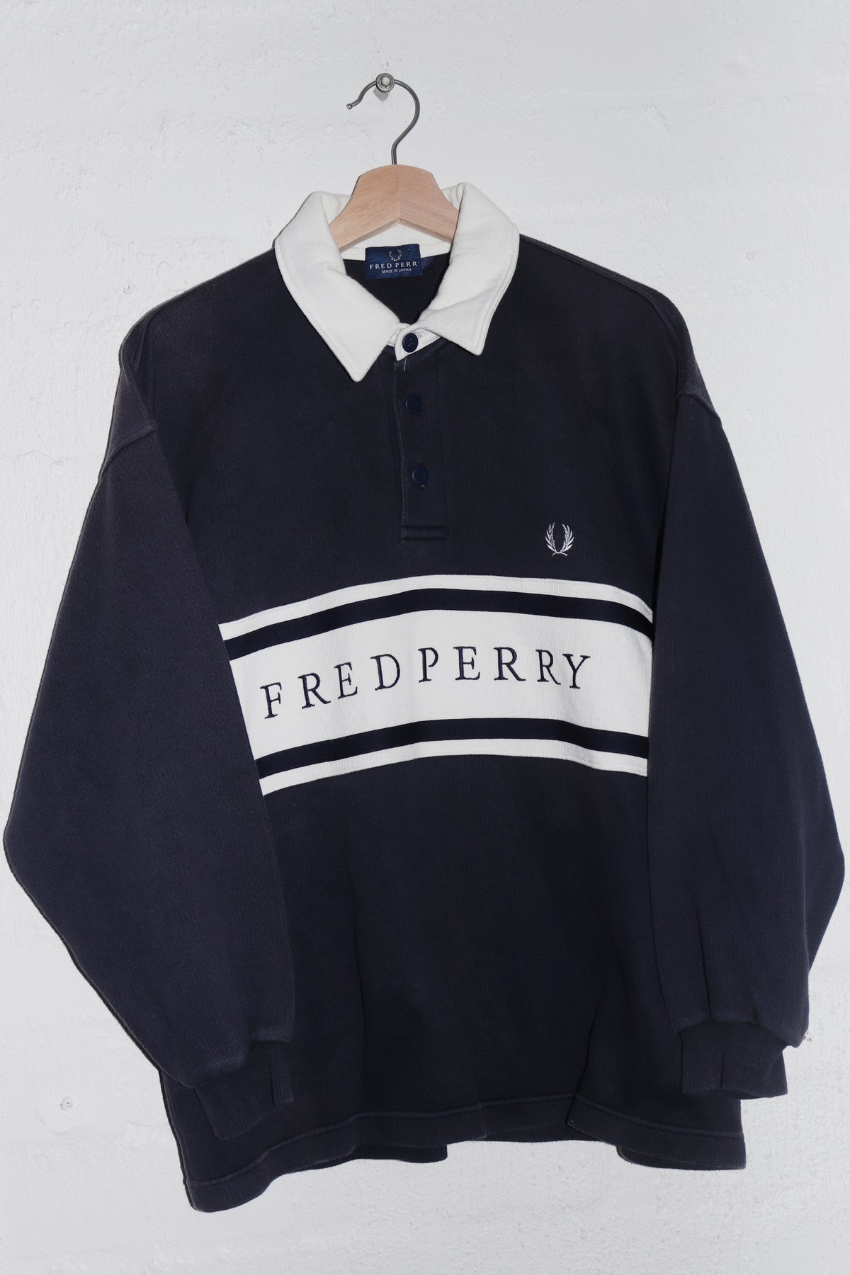 Vintage Japanese Fred Perry Embroidered Logo Rugby Polo Jumper (M)