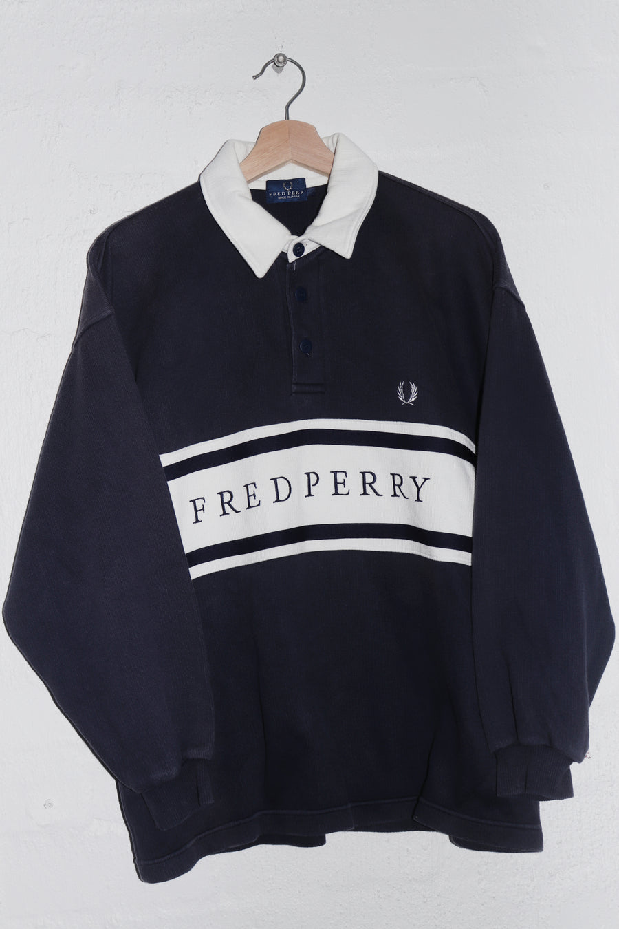 Vintage Japanese Fred Perry Embroidered Logo Rugby Polo Jumper (M)