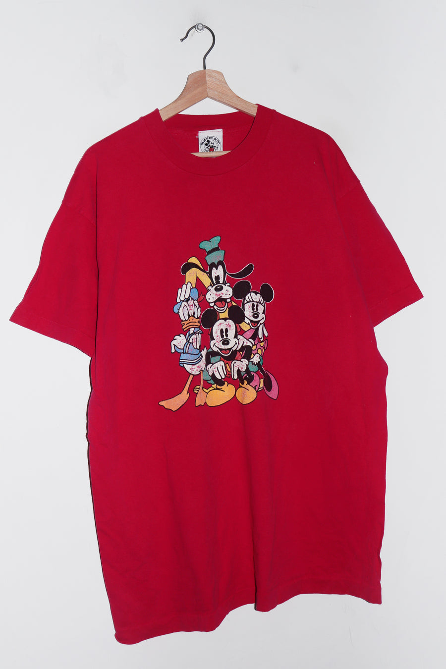 Vintage 90s Disney Mickey Mouse Thick Deep Pink Graphic Tee (XL)