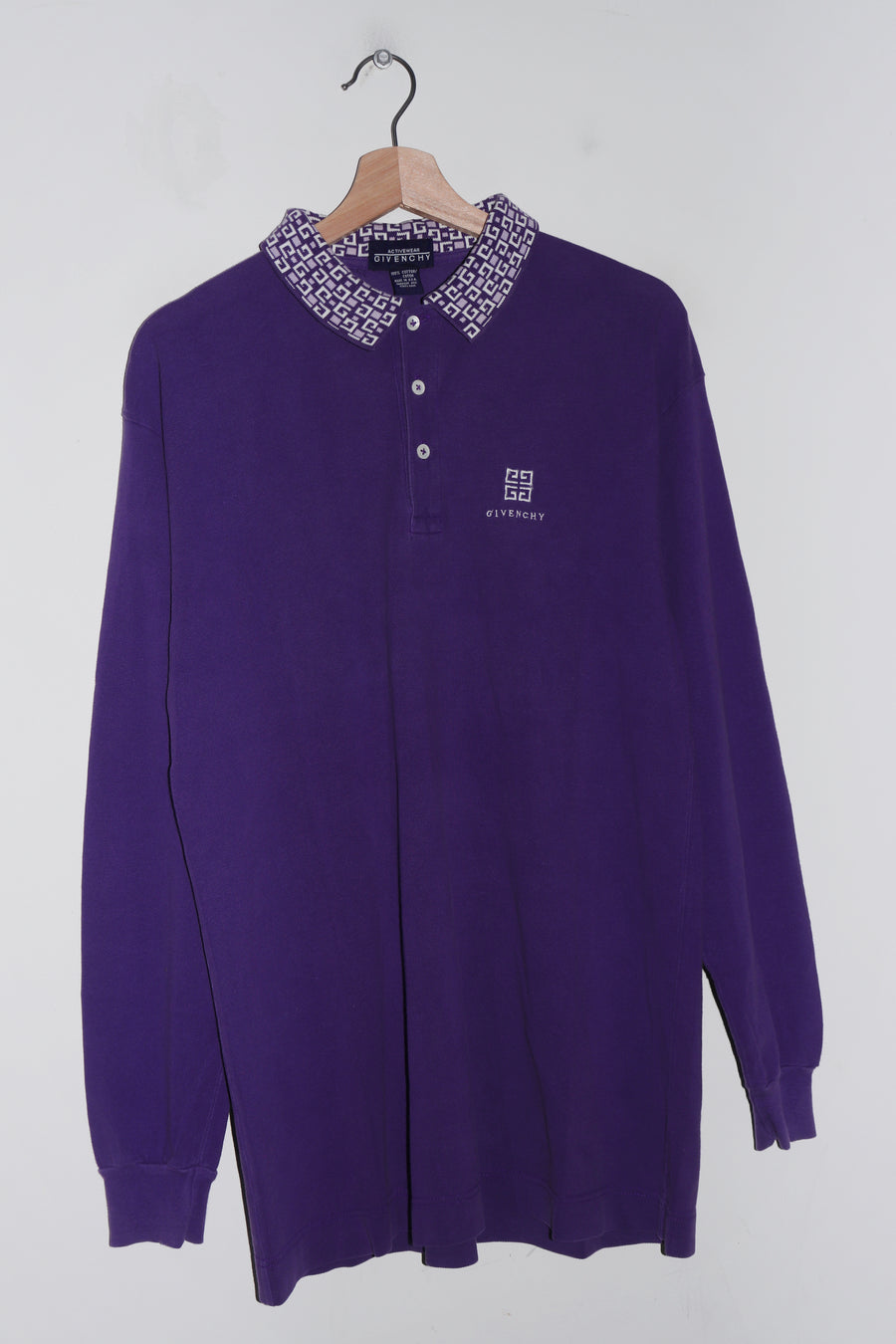 Vintage 90s Givenchy Embroidered Logo Long Sleeve Polo (L)